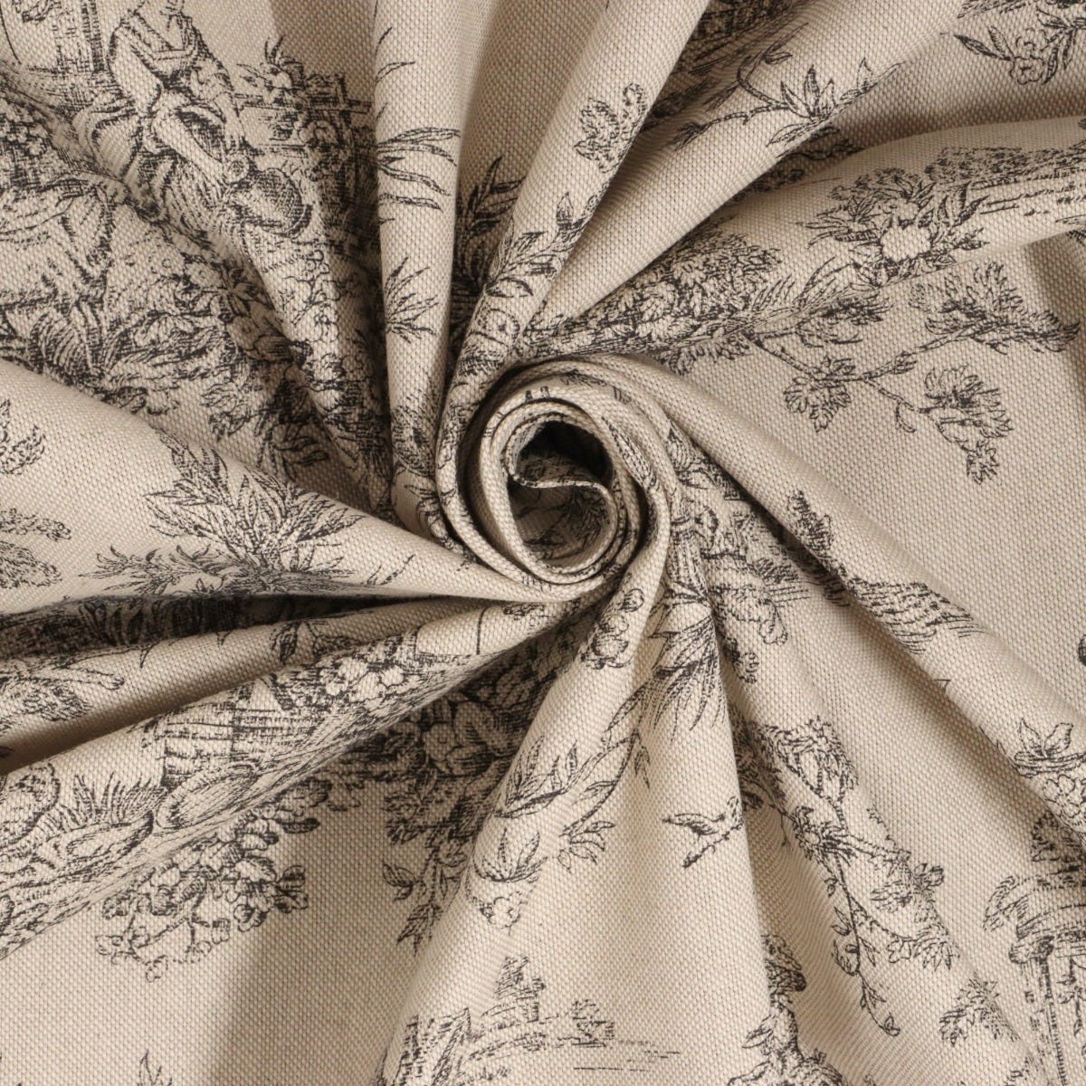 Marie Toile de Jouy Black on Linen 160cm Fabric - Image 3