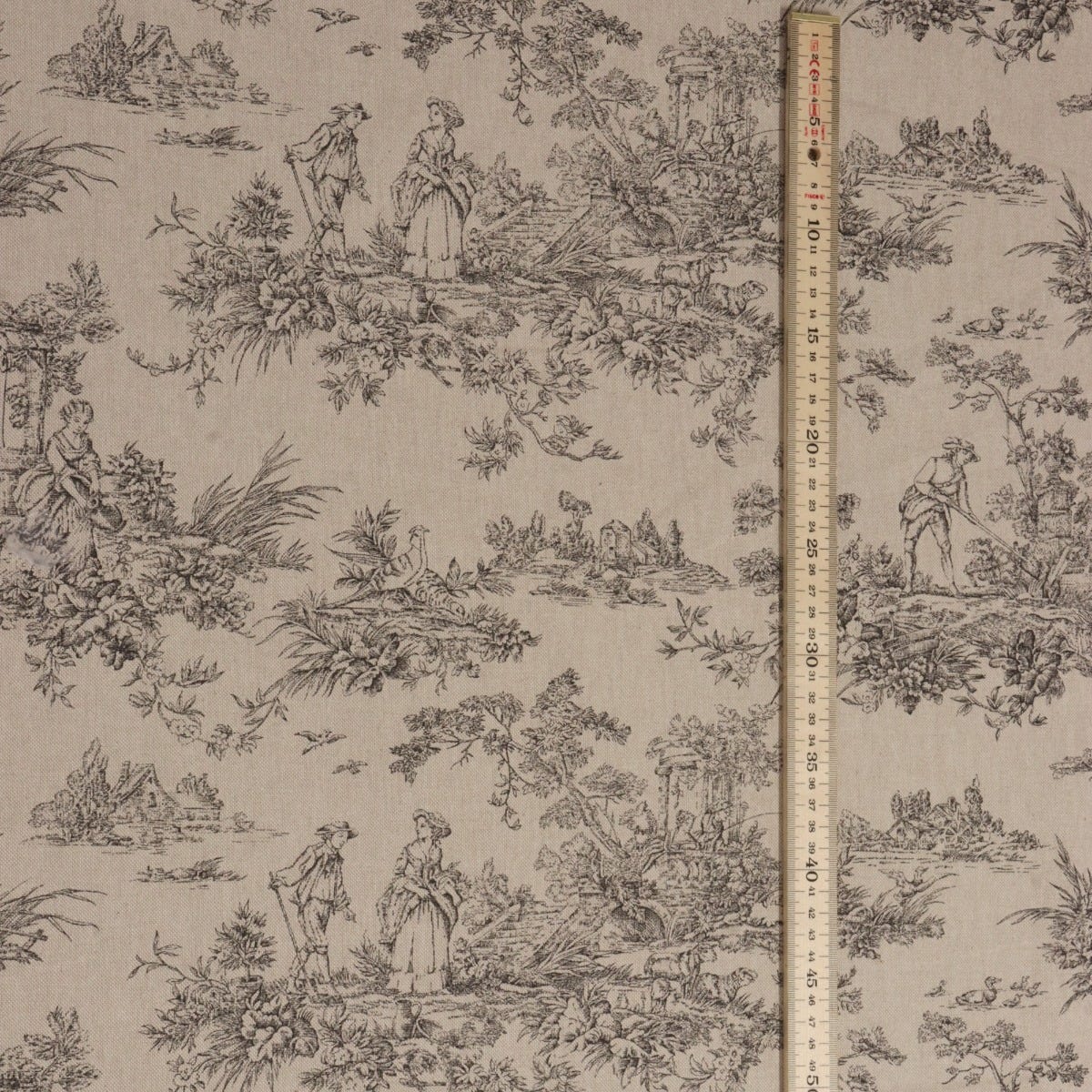 Marie Toile de Jouy Black on Linen 160cm Fabric - Image 4
