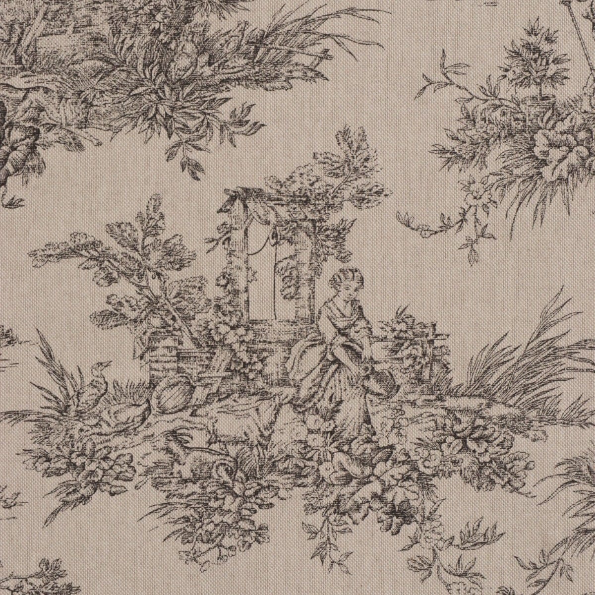 Marie Toile de Jouy Black on Linen 160cm Fabric - Image 5