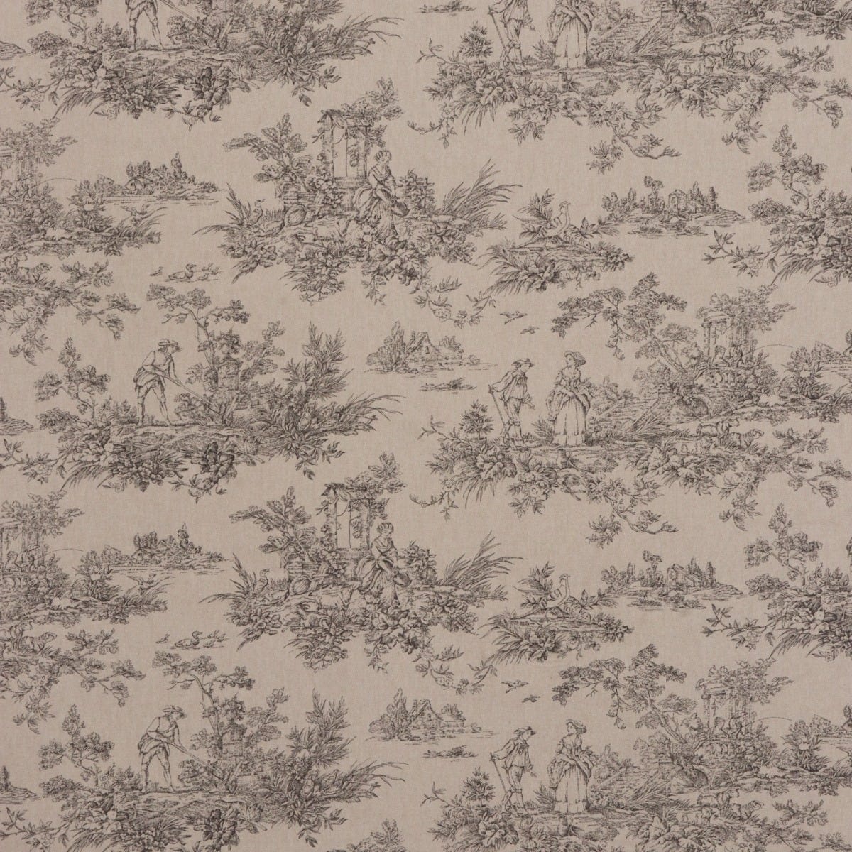 Marie Toile de Jouy Black on Linen 160cm Fabric - Image 6