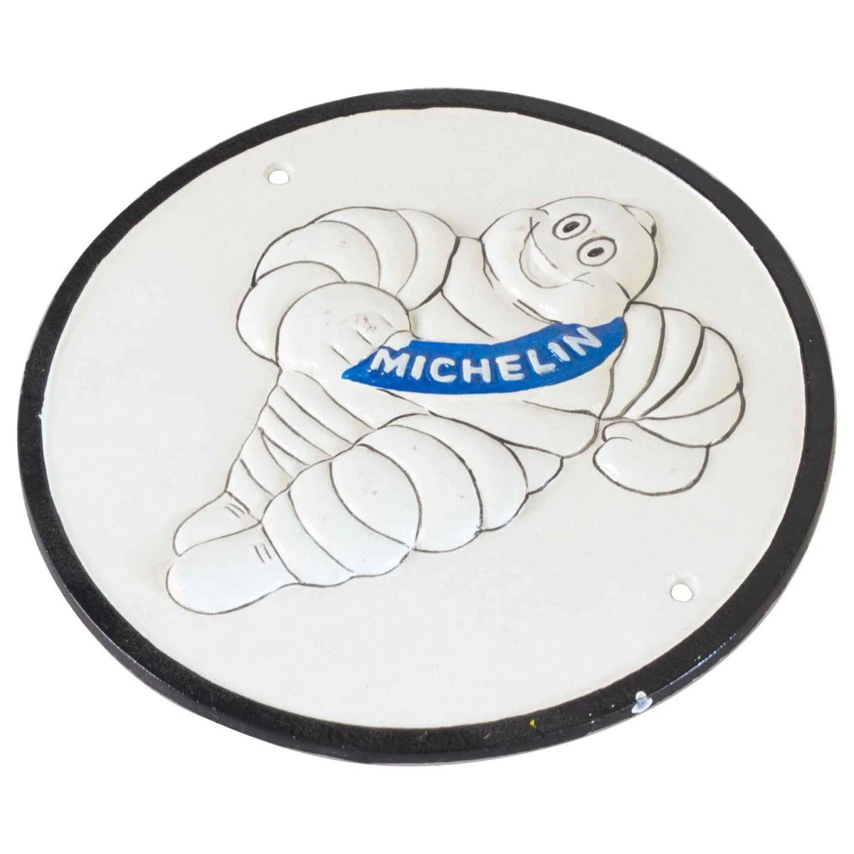 Michelin Tyres Round Cast Iron Wall Sign White - Image 2