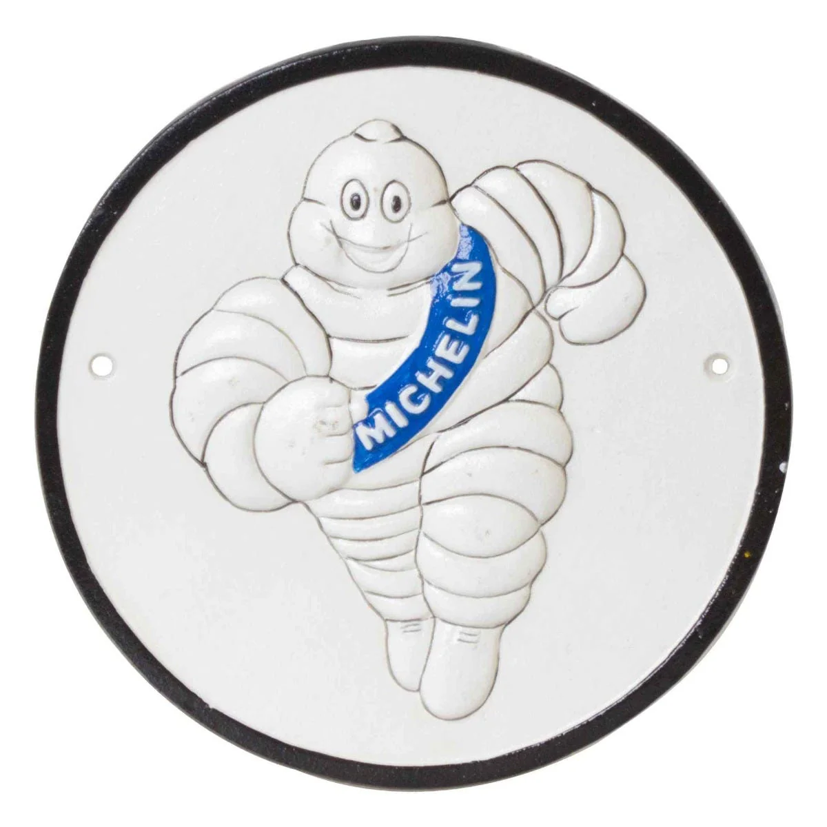 Michelin Tyres Round Cast Iron Wall Sign White - Image 3