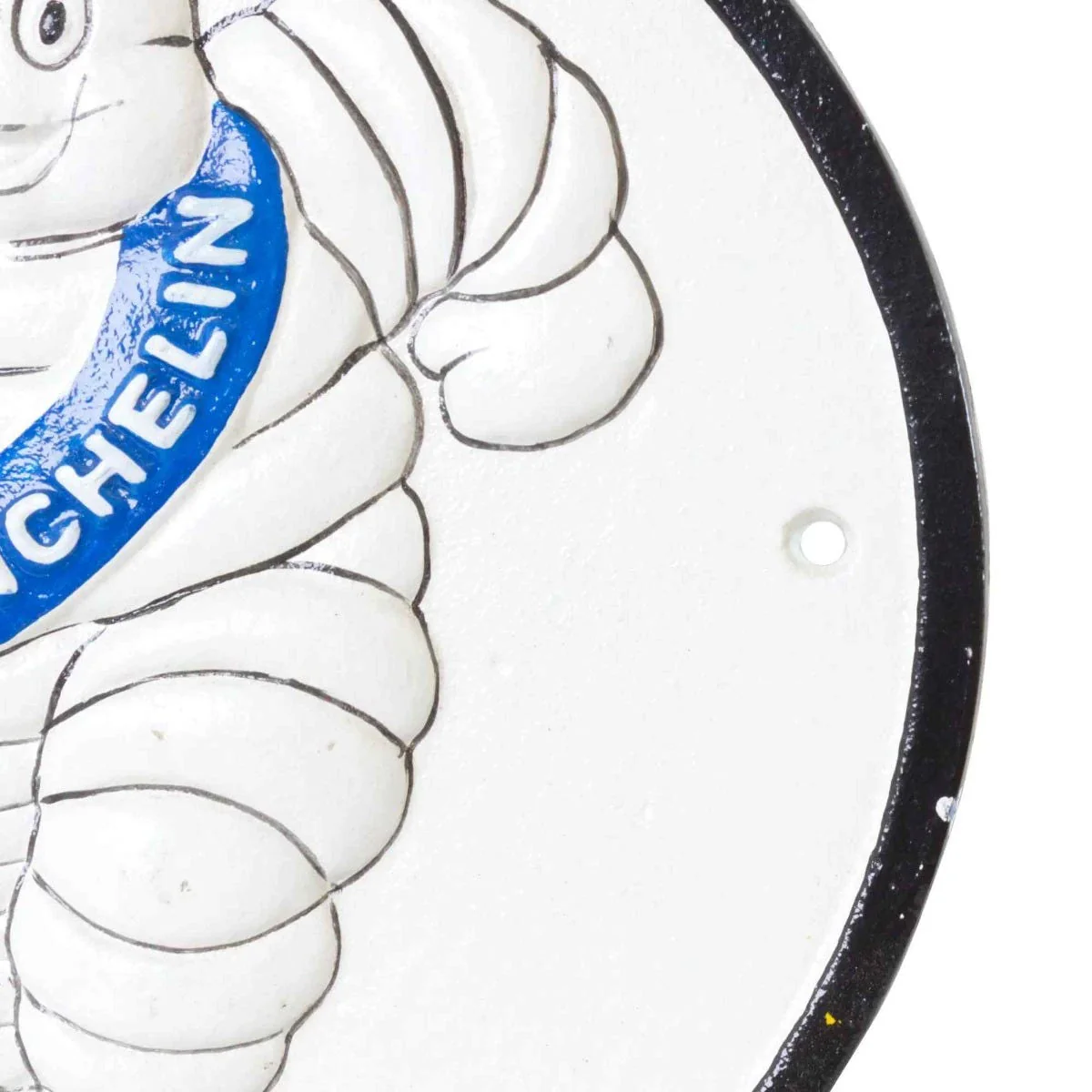 Michelin Tyres Round Cast Iron Wall Sign White - Image 4