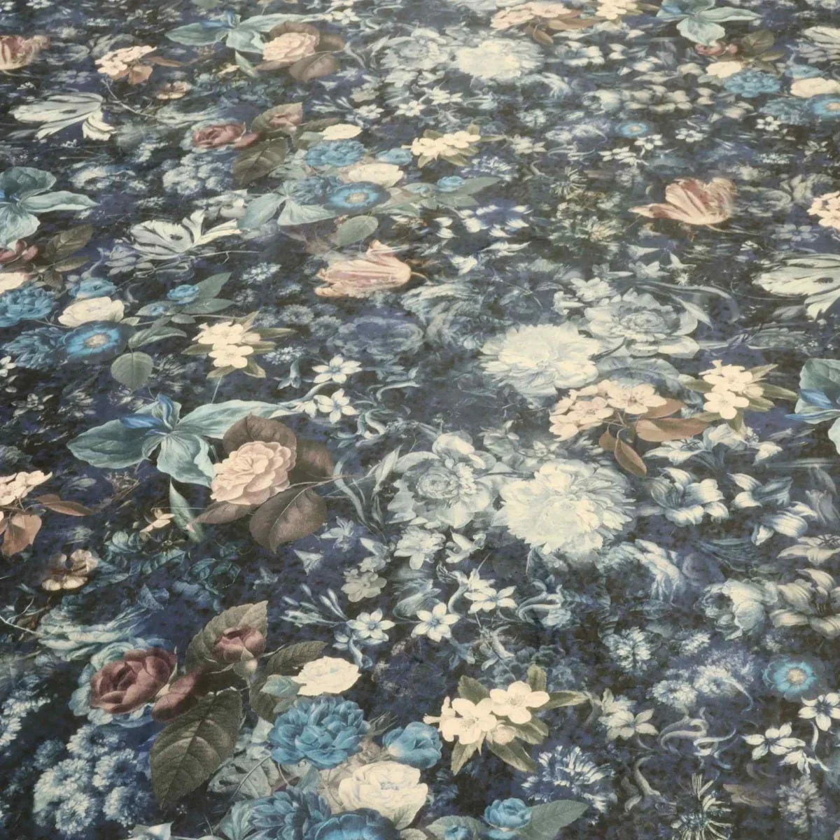 Clearance Midnight Floral Velvet Blue Fabric - Image 4