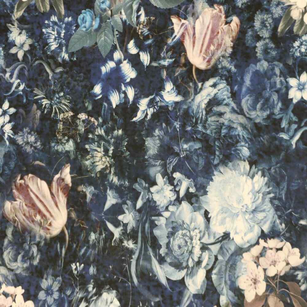 Clearance Midnight Floral Velvet Blue Fabric - Image 5