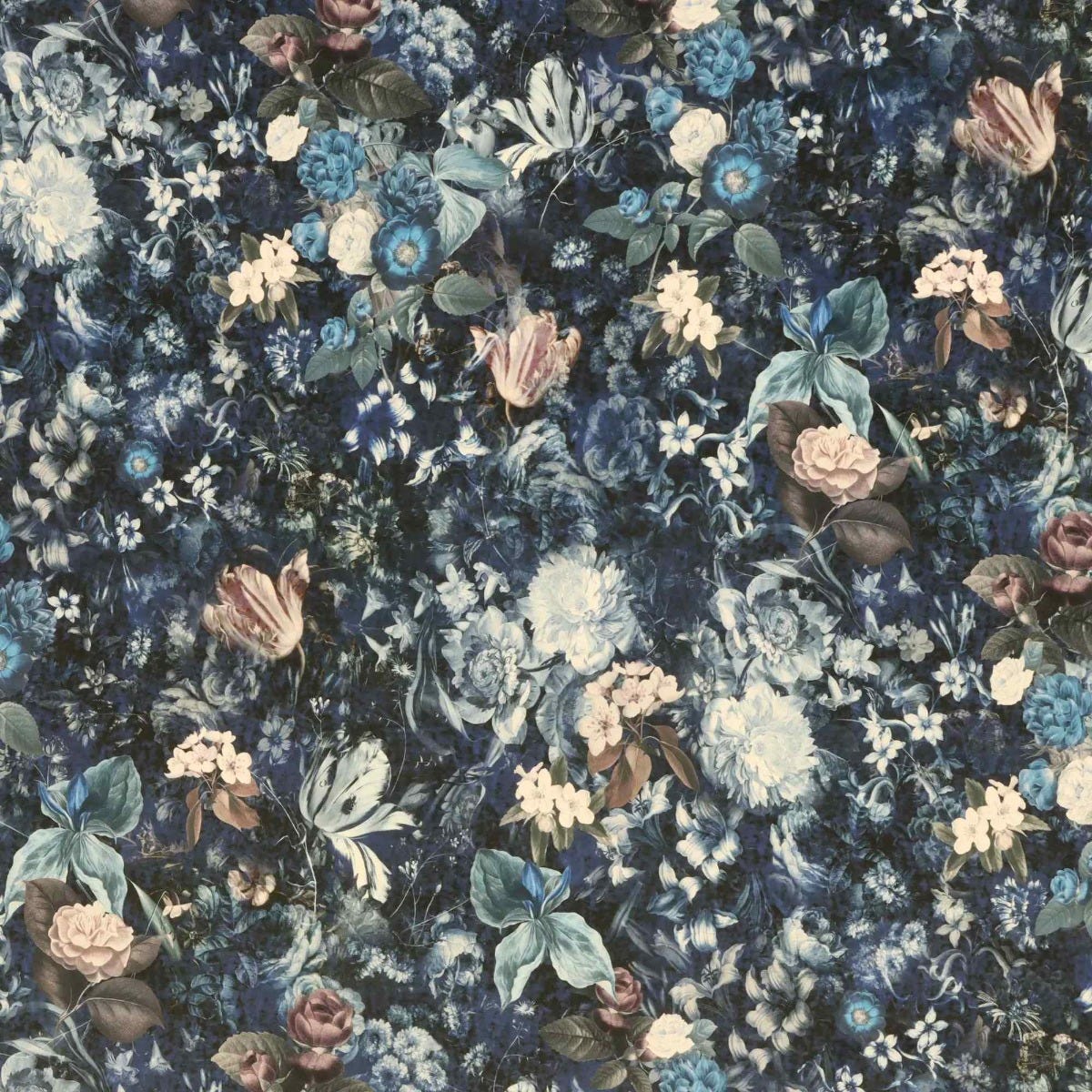 Clearance Midnight Floral Velvet Blue Fabric - Image 6