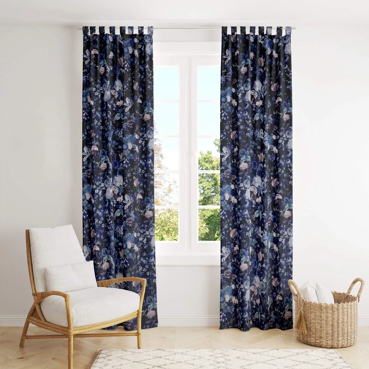 Clearance Midnight Floral Velvet Blue Fabric - Image 7