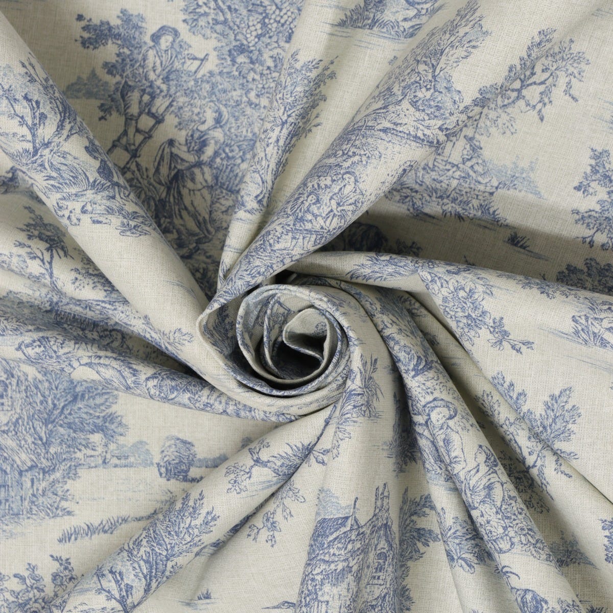 Mini French Toile De Jouy Blue (off white) 160cm Fabric - Image 3