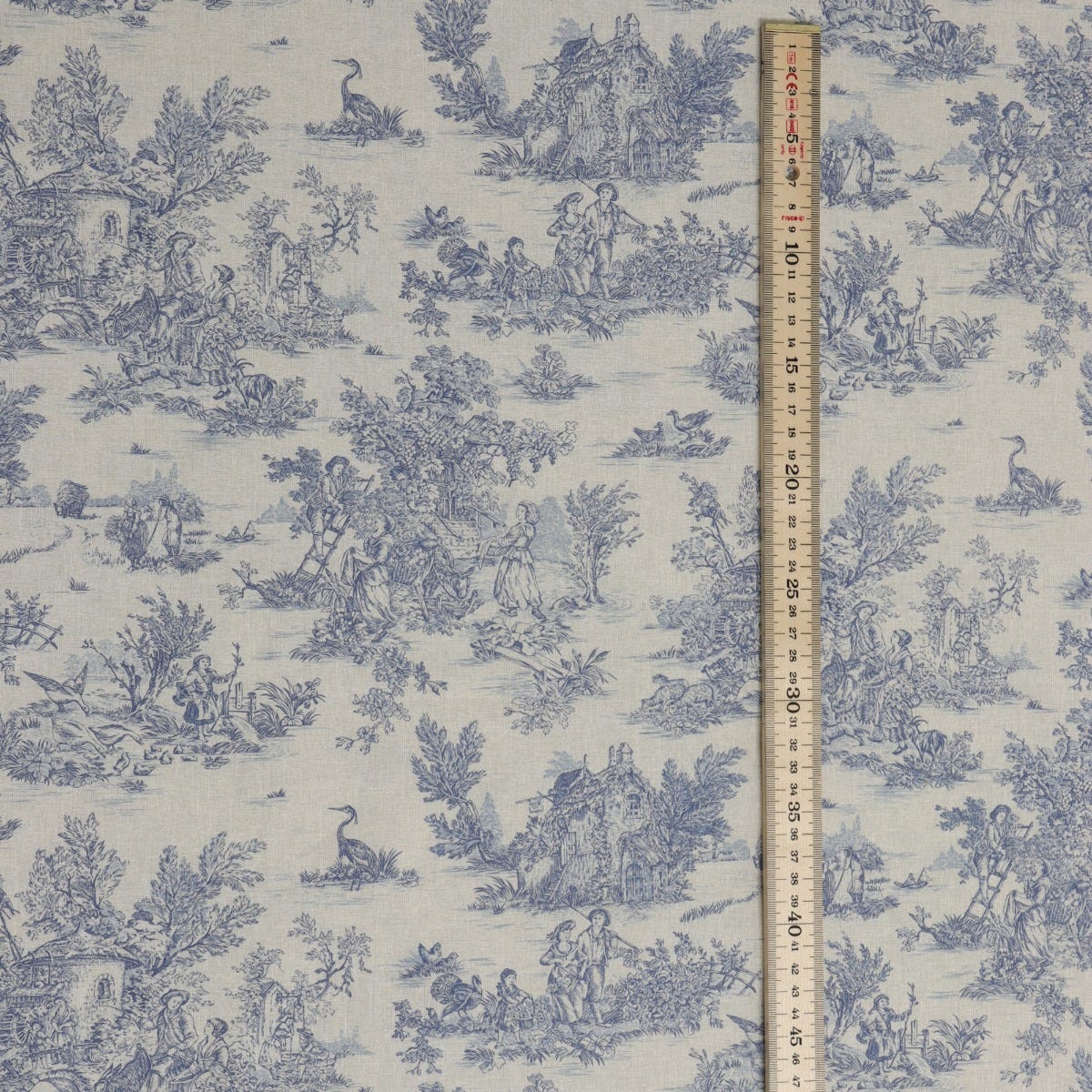 Mini French Toile De Jouy Blue (off white) 160cm Fabric - Image 4