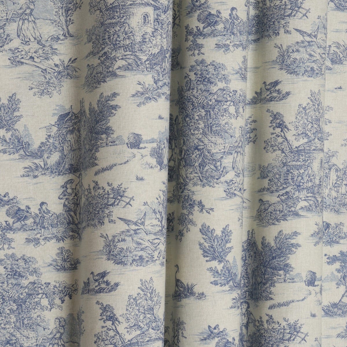 Mini French Toile De Jouy Blue (off white) 160cm Fabric - Image 6