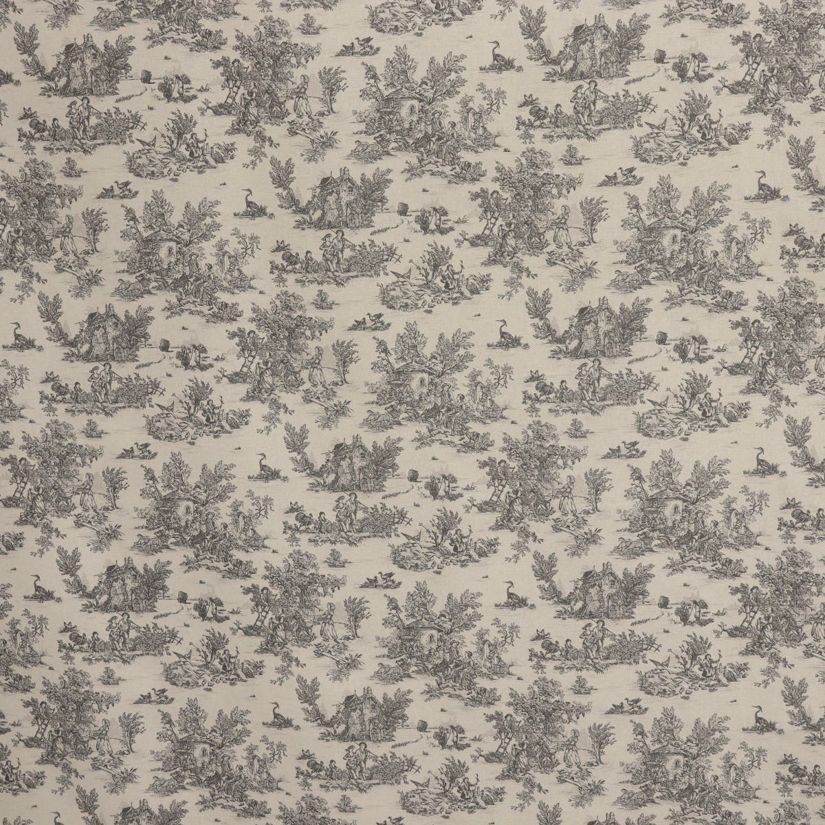 Mini French Toile De Jouy Charcoal 160cm Fabric - Image 7