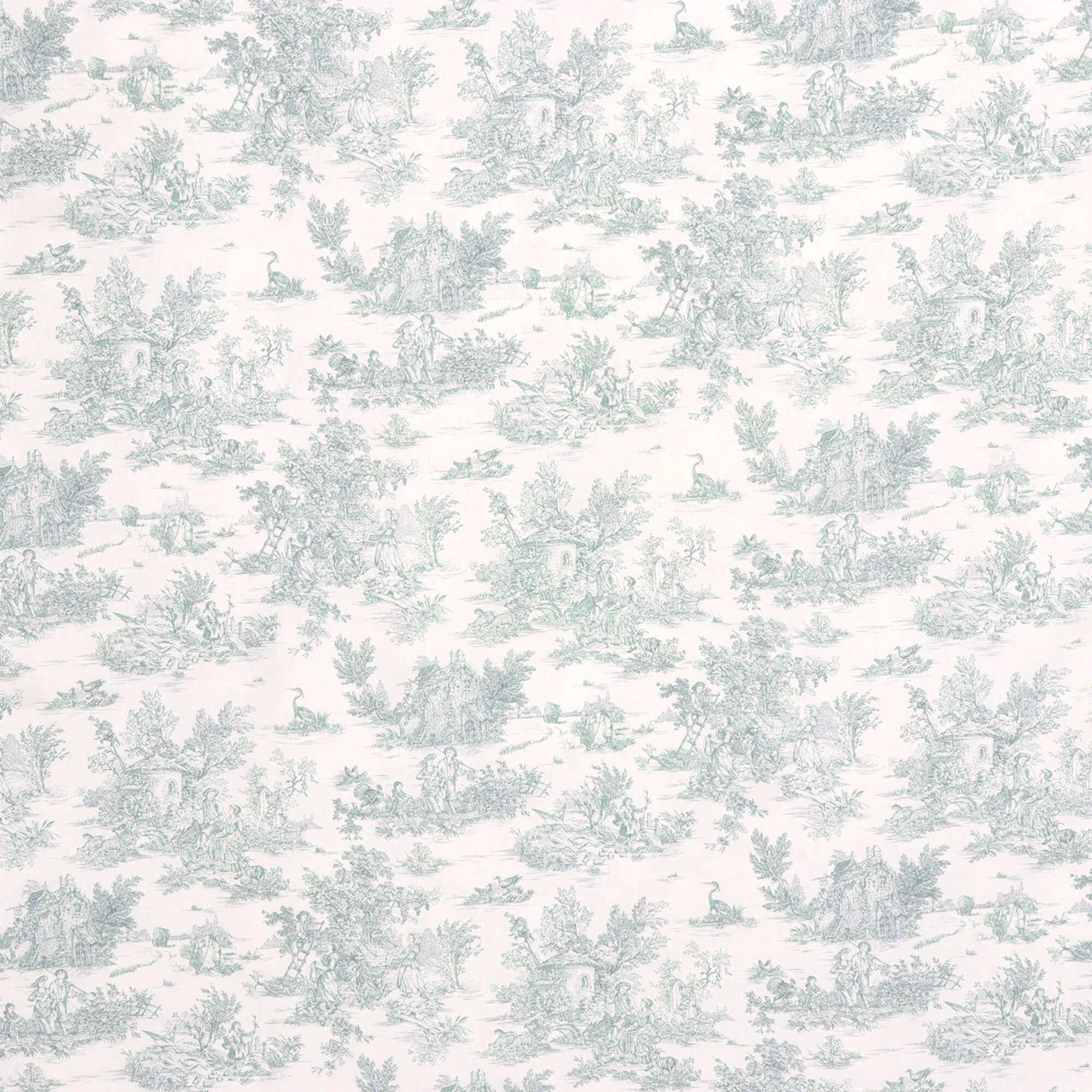 Mini French Toile De Jouy Green Double Width Fabric - Image 5