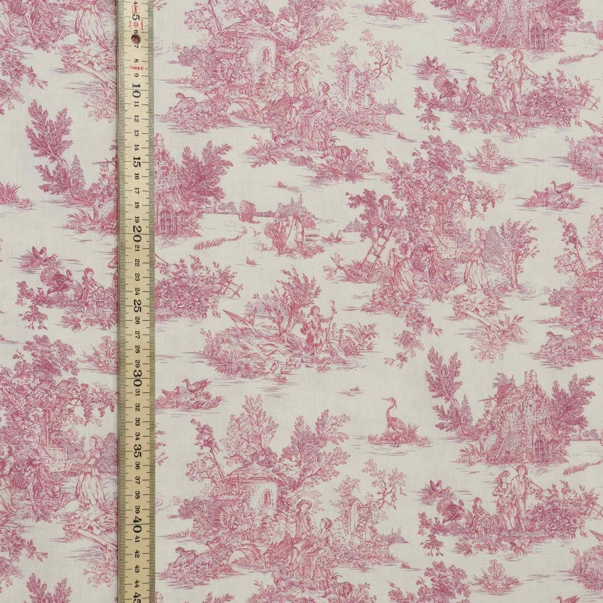 Mini French Toile De Jouy Pink Double Width Fabric - Image 5