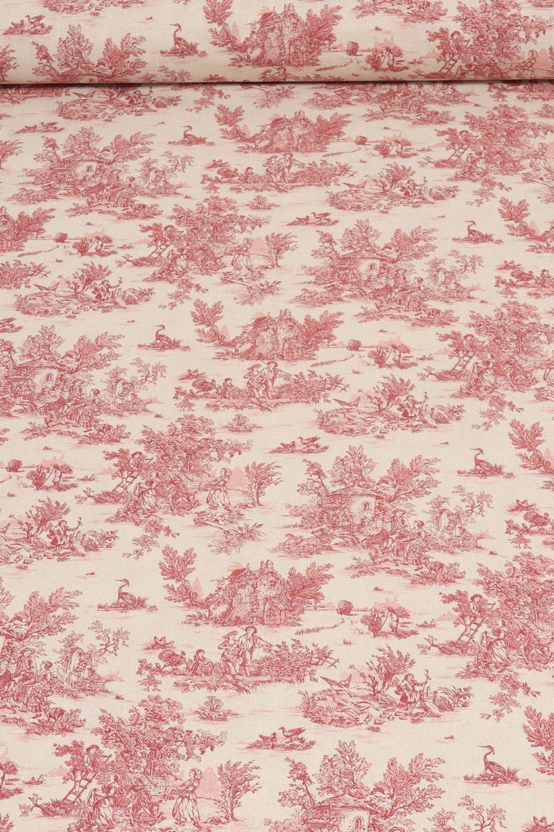 Mini French Toile De Jouy Red 160cm Fabric - Image 2