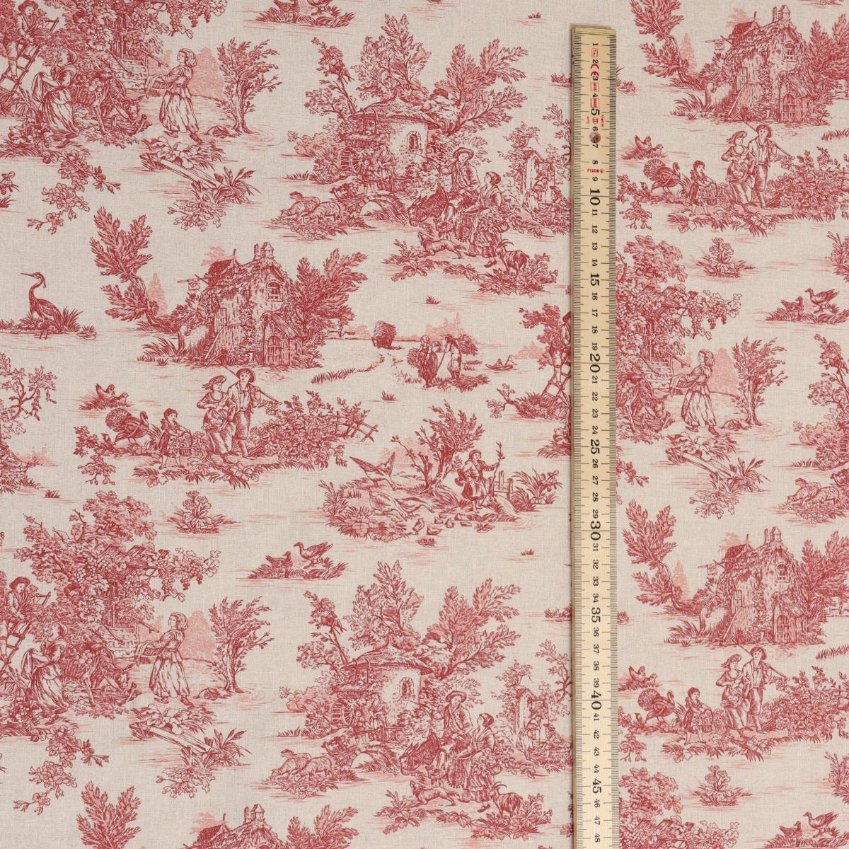Mini French Toile De Jouy Red 160cm Fabric - Image 4