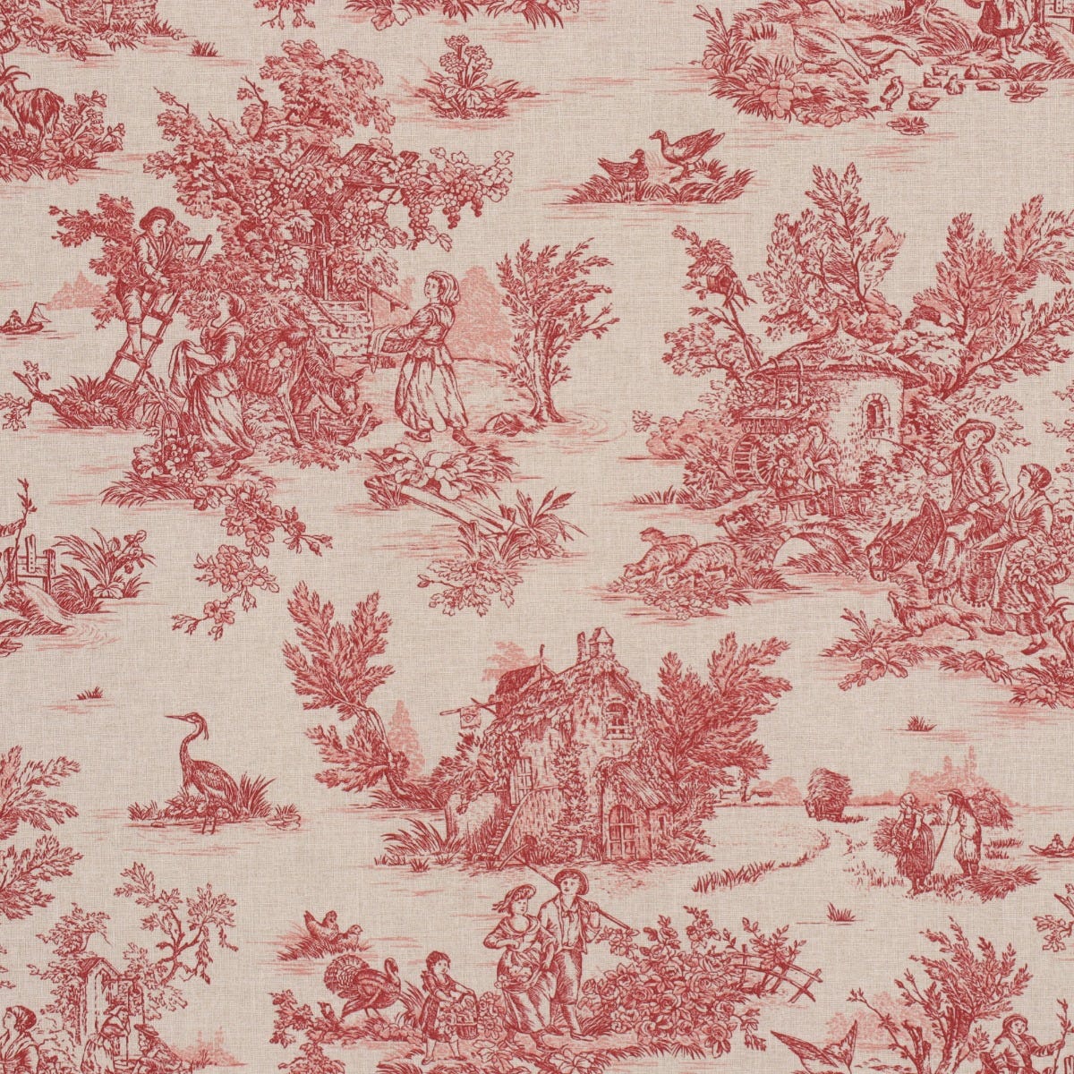 Mini French Toile De Jouy Red 160cm Fabric - Image 5
