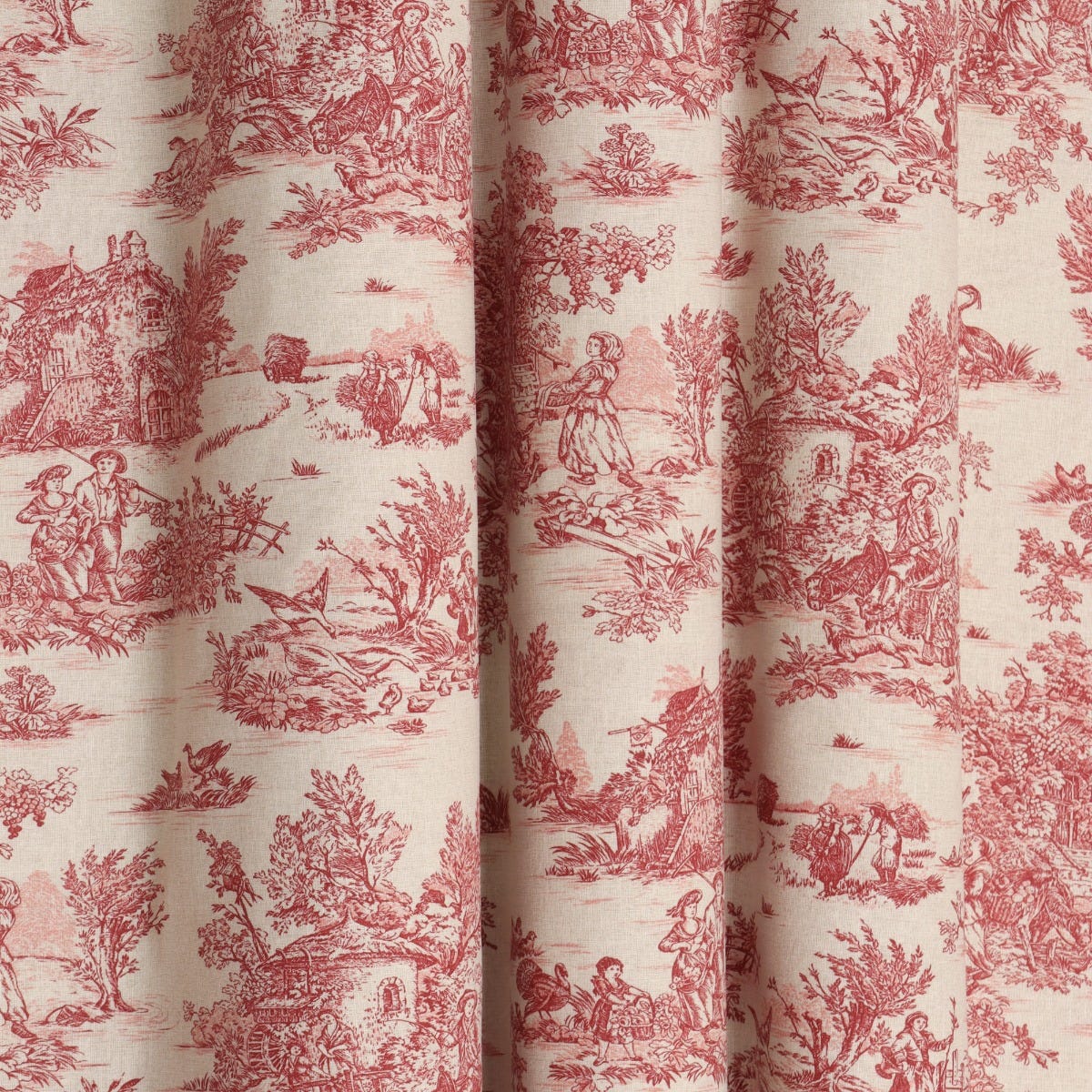 Mini French Toile De Jouy Red 160cm Fabric - Image 6