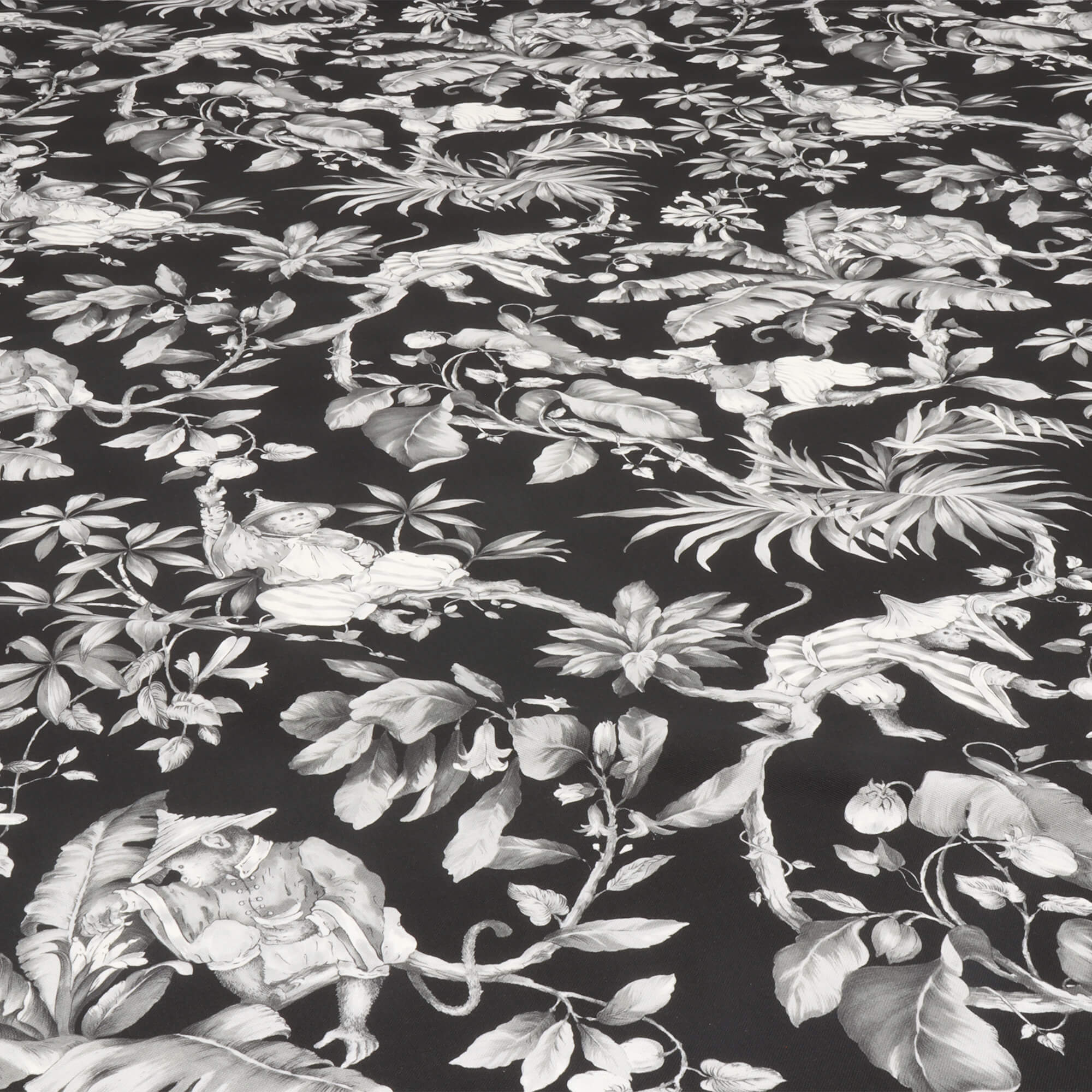Oriental Monkey Monochrome Double Width Fabric - Image 4