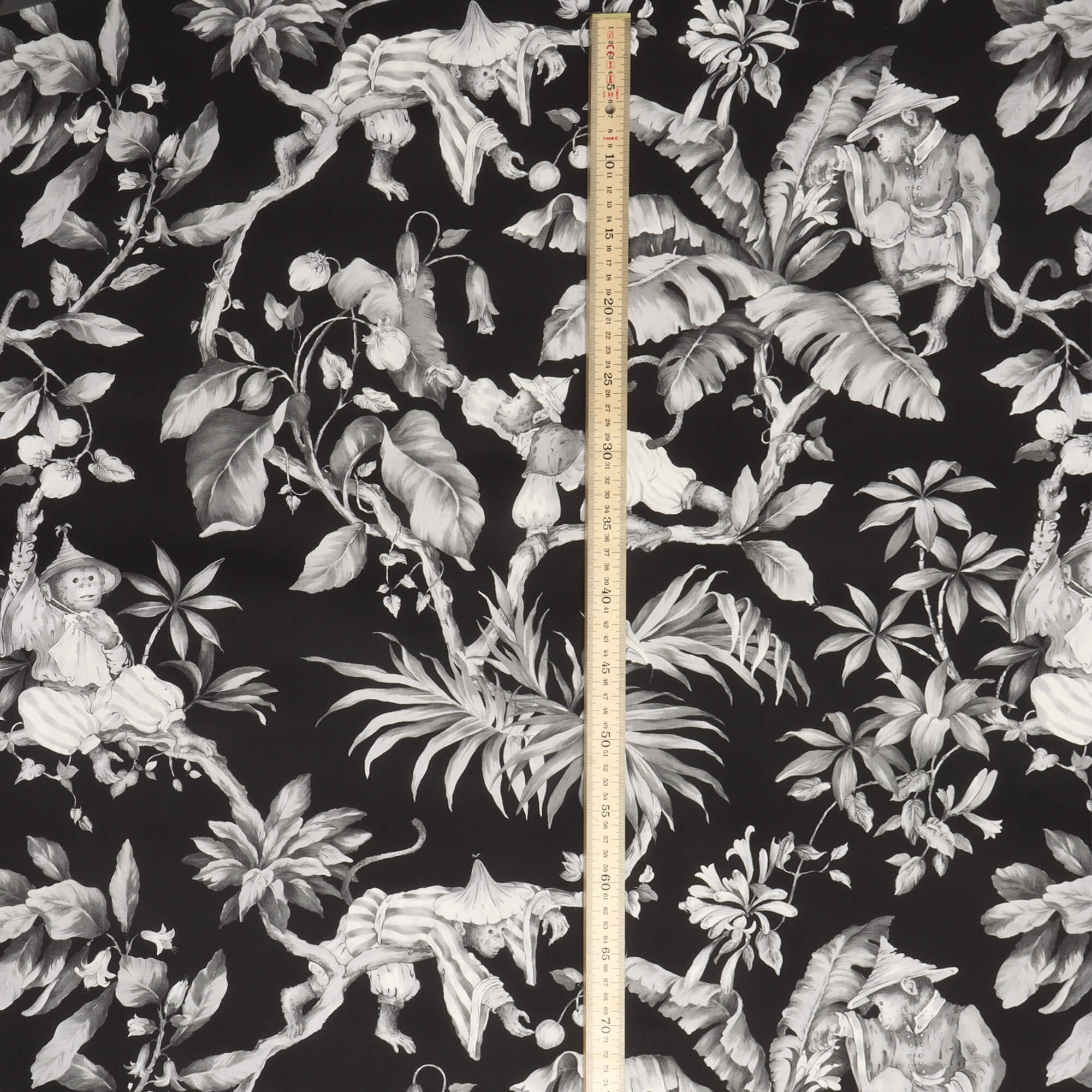 Oriental Monkey Monochrome Double Width Fabric - Image 5