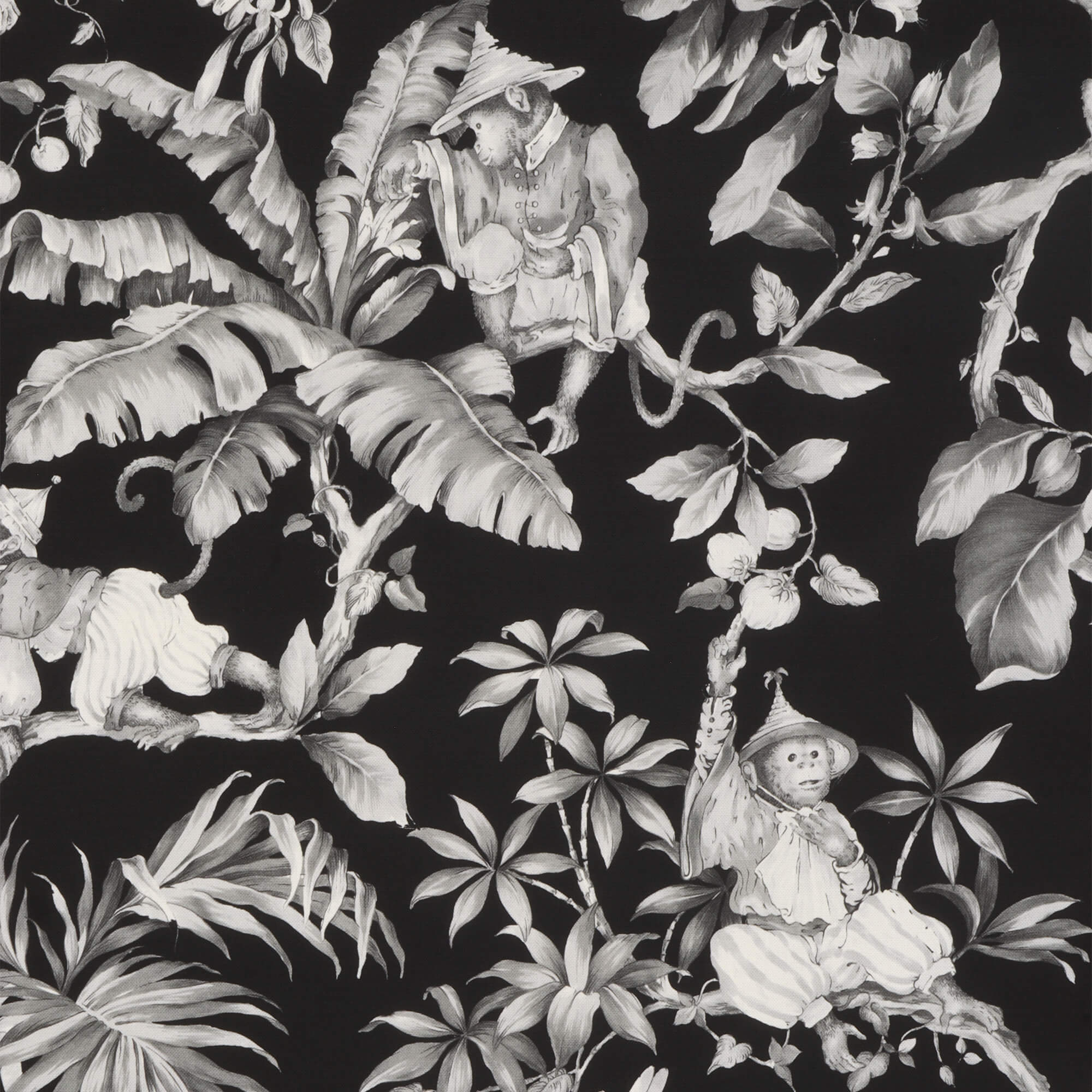 Oriental Monkey Monochrome Double Width Fabric - Image 6
