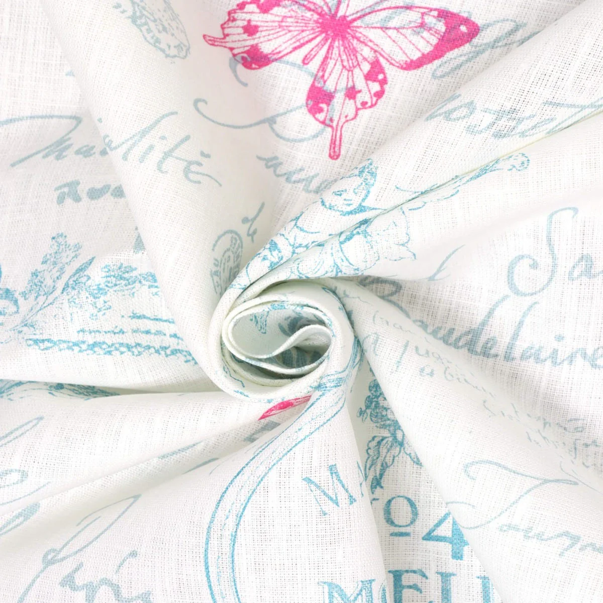 Clearance Paris Toile Linen Aqua Fabric - Image 3