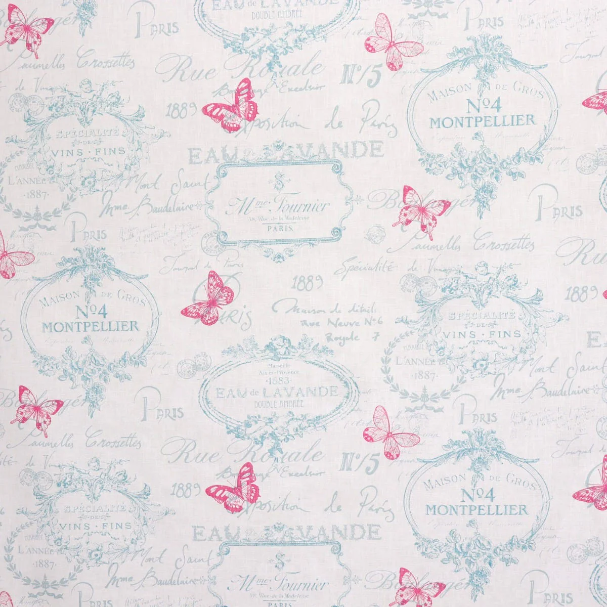 Clearance Paris Toile Linen Aqua Fabric - Image 6