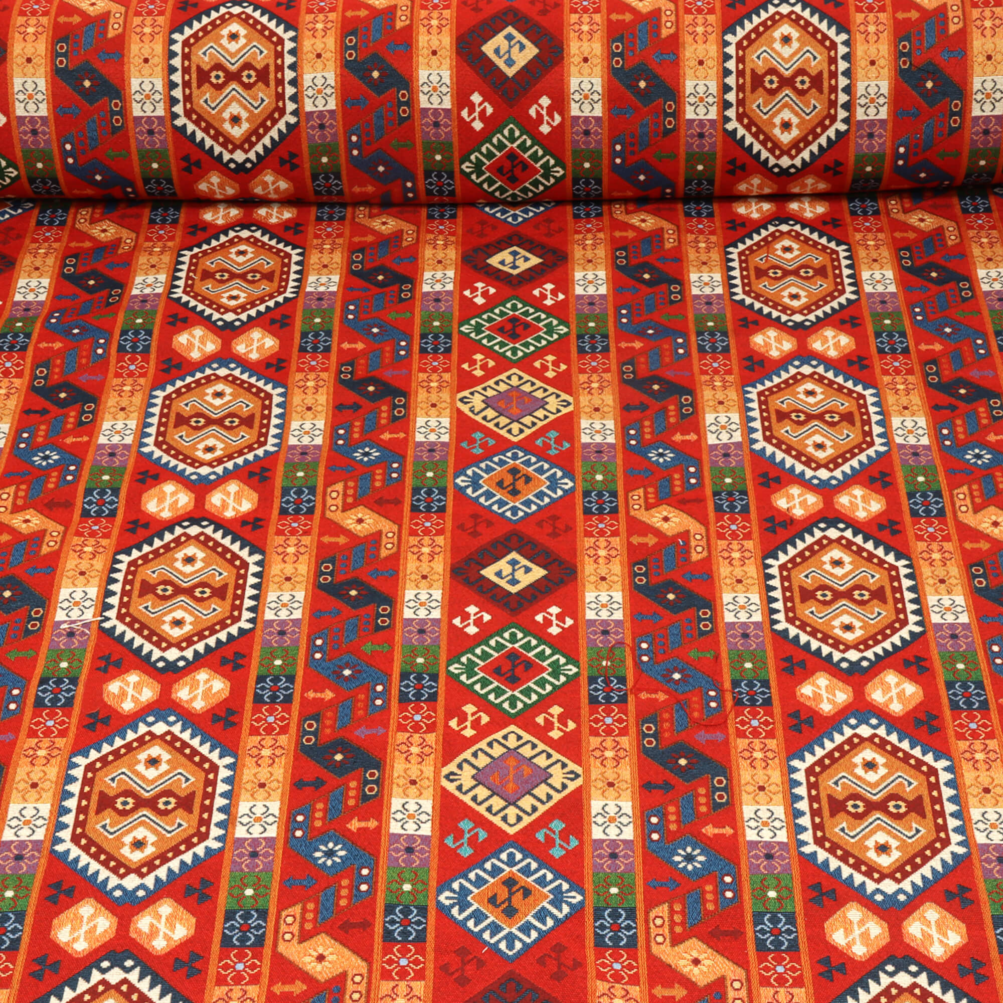 Quito Tapestry Red Fabric - Image 2