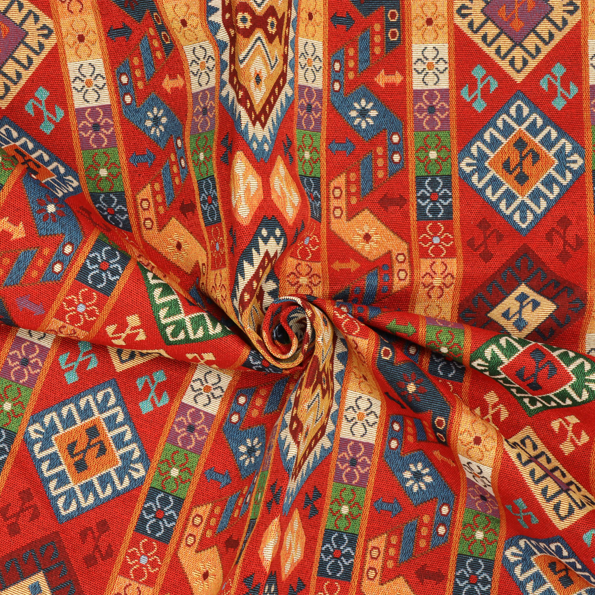Quito Tapestry Red Fabric - Image 3