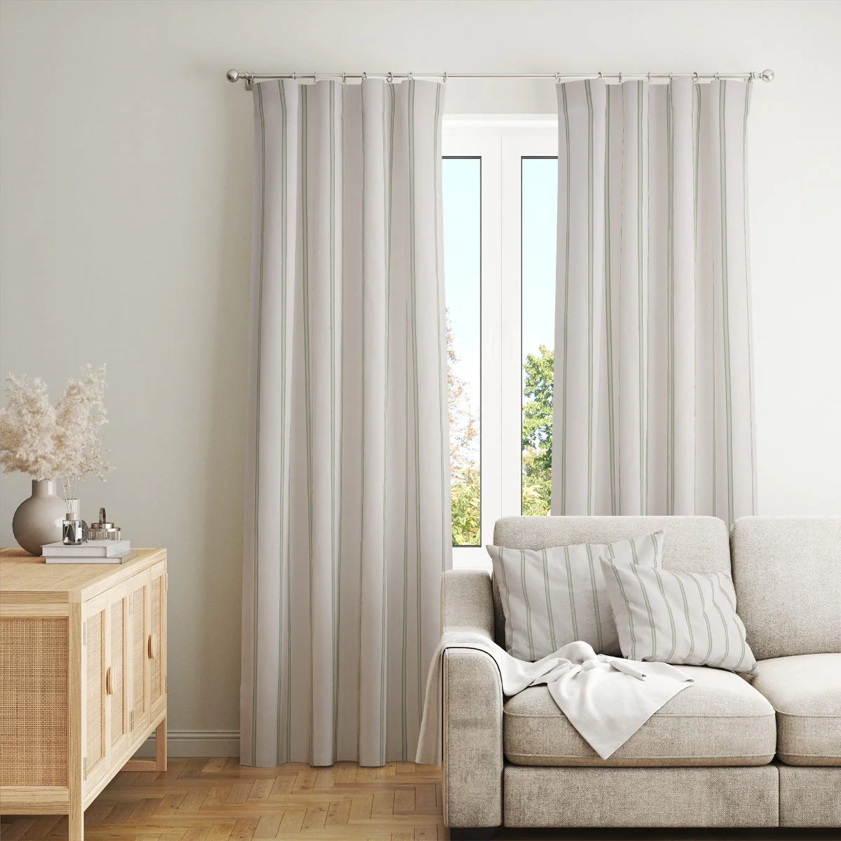 Raleigh Stripe Green Fabric - Image 3