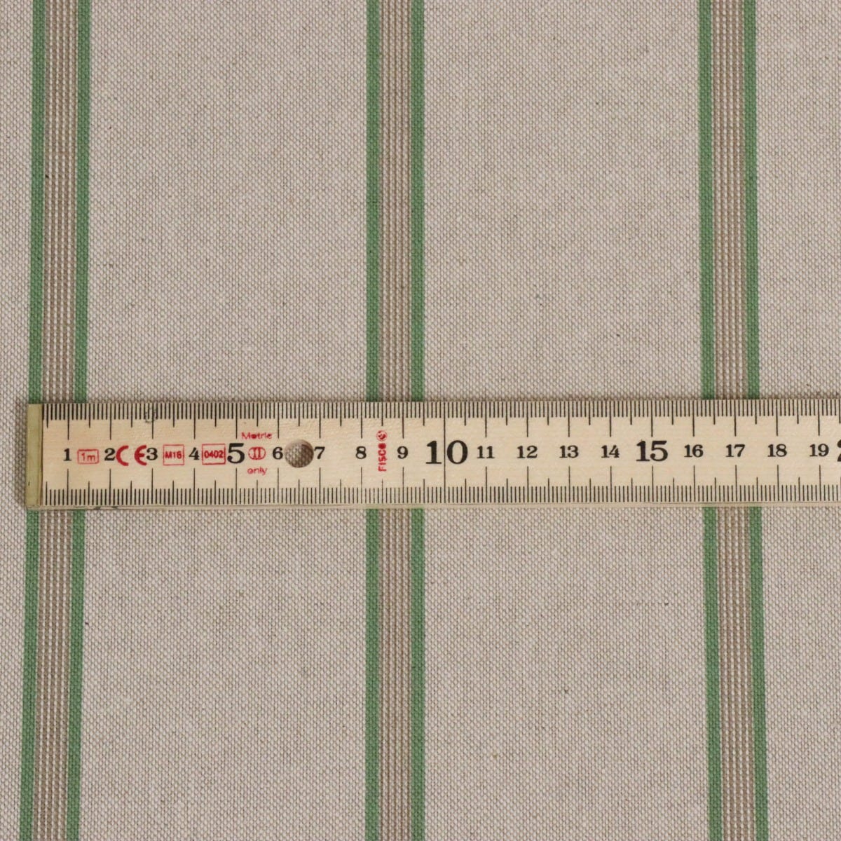 Raleigh Stripe Green / Linen 140cm Fabric - Image 4