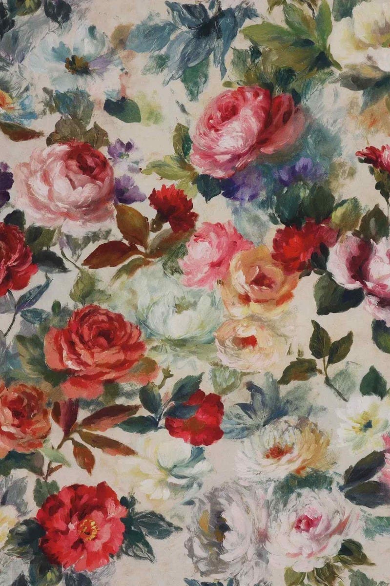 Rose Meadow Floral Double Width Fabric