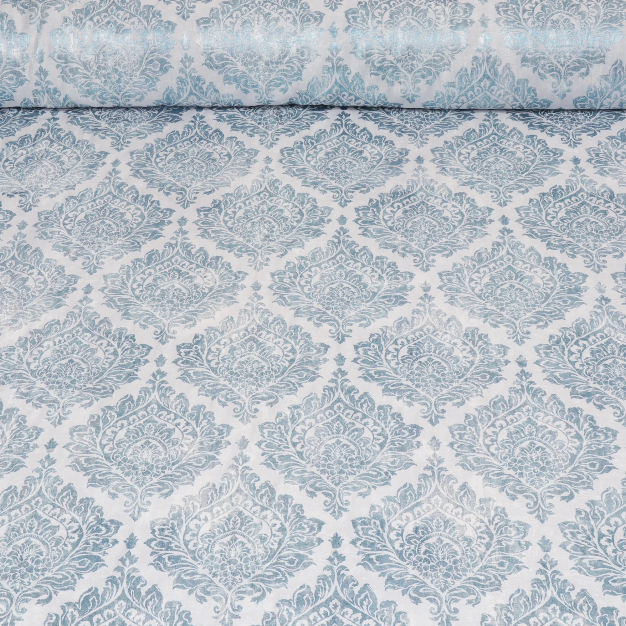 Serene Damask Soft Blue Fabric - Image 3