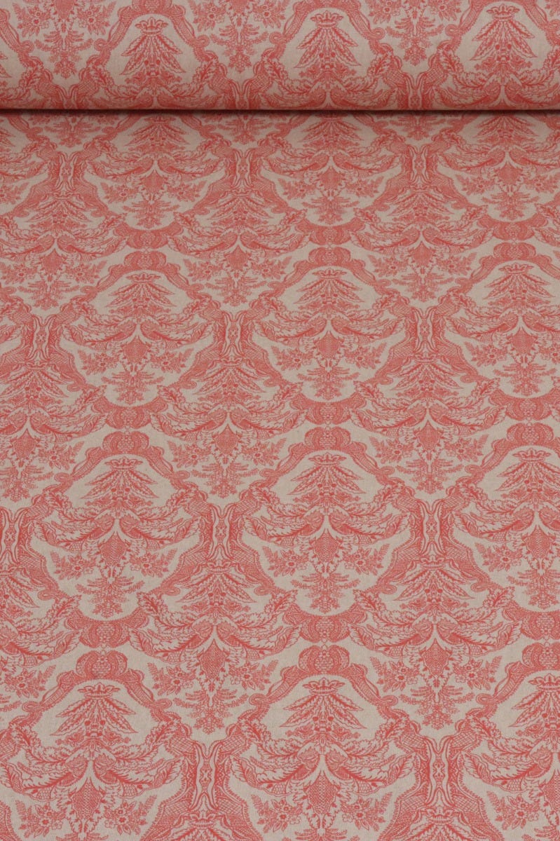 Siena Coral / Linen Fabric - Image 2