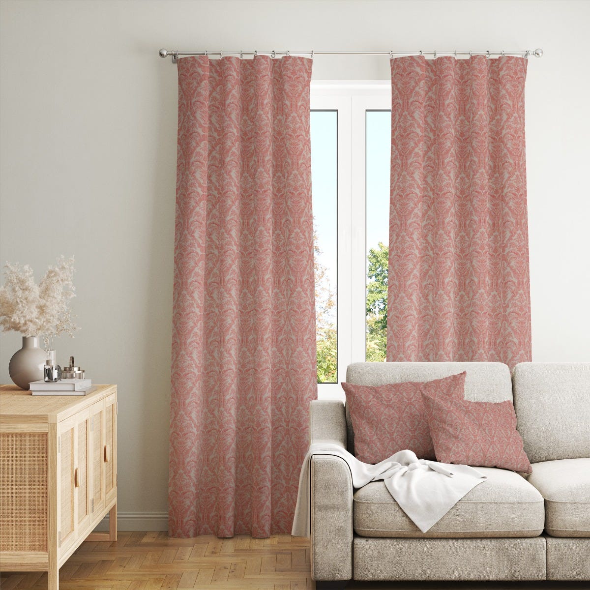Siena Coral / Linen Fabric - Image 7