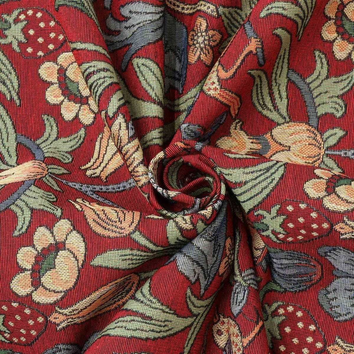 Strawberry Bird Tapestry Red Fabric - Image 3