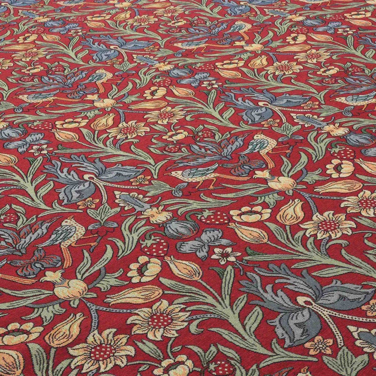 Strawberry Bird Tapestry Red Fabric - Image 4