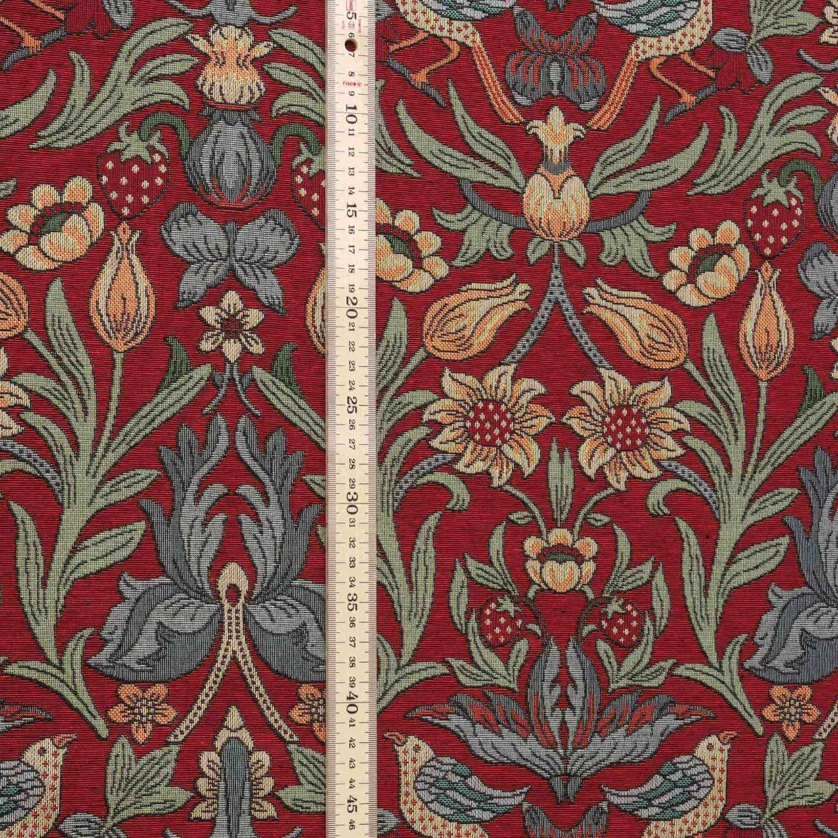 Strawberry Bird Tapestry Red Fabric - Image 5