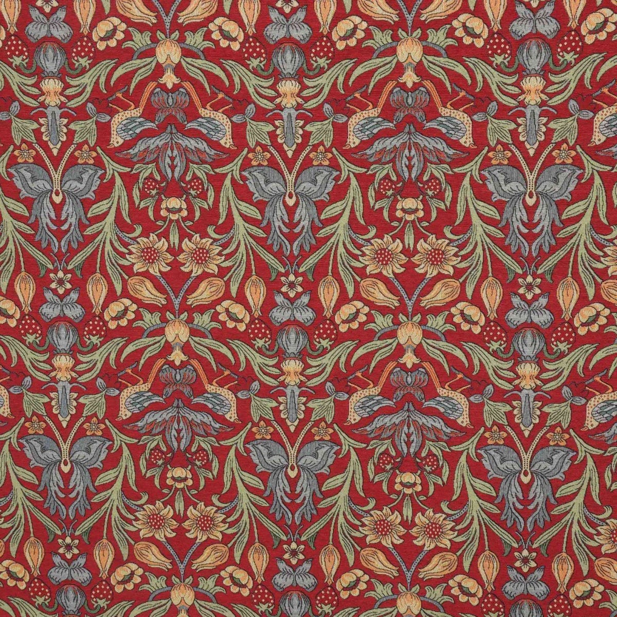 Strawberry Bird Tapestry Red Fabric - Image 8