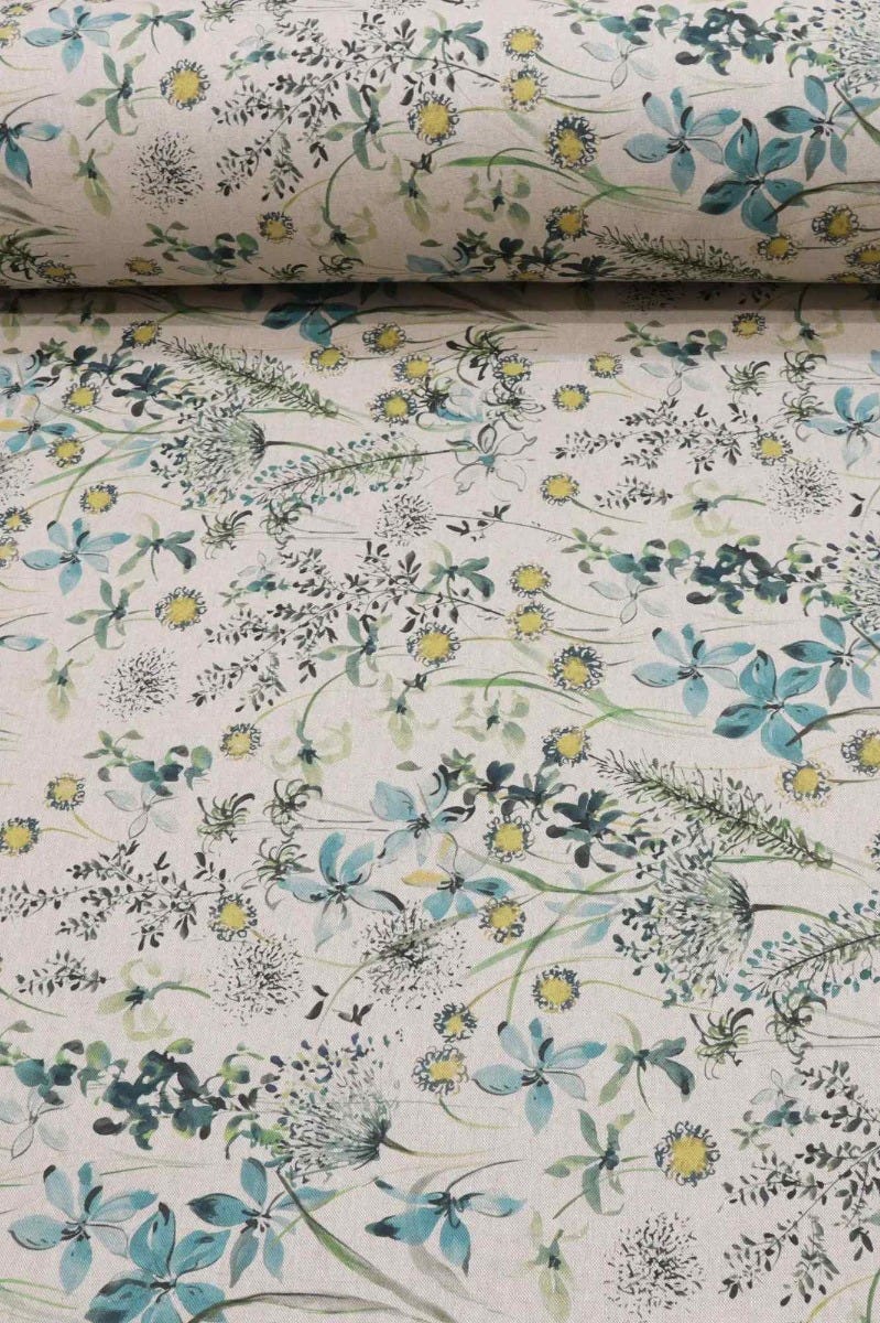 The Meadow in Teal Double Width Fabric - Image 2