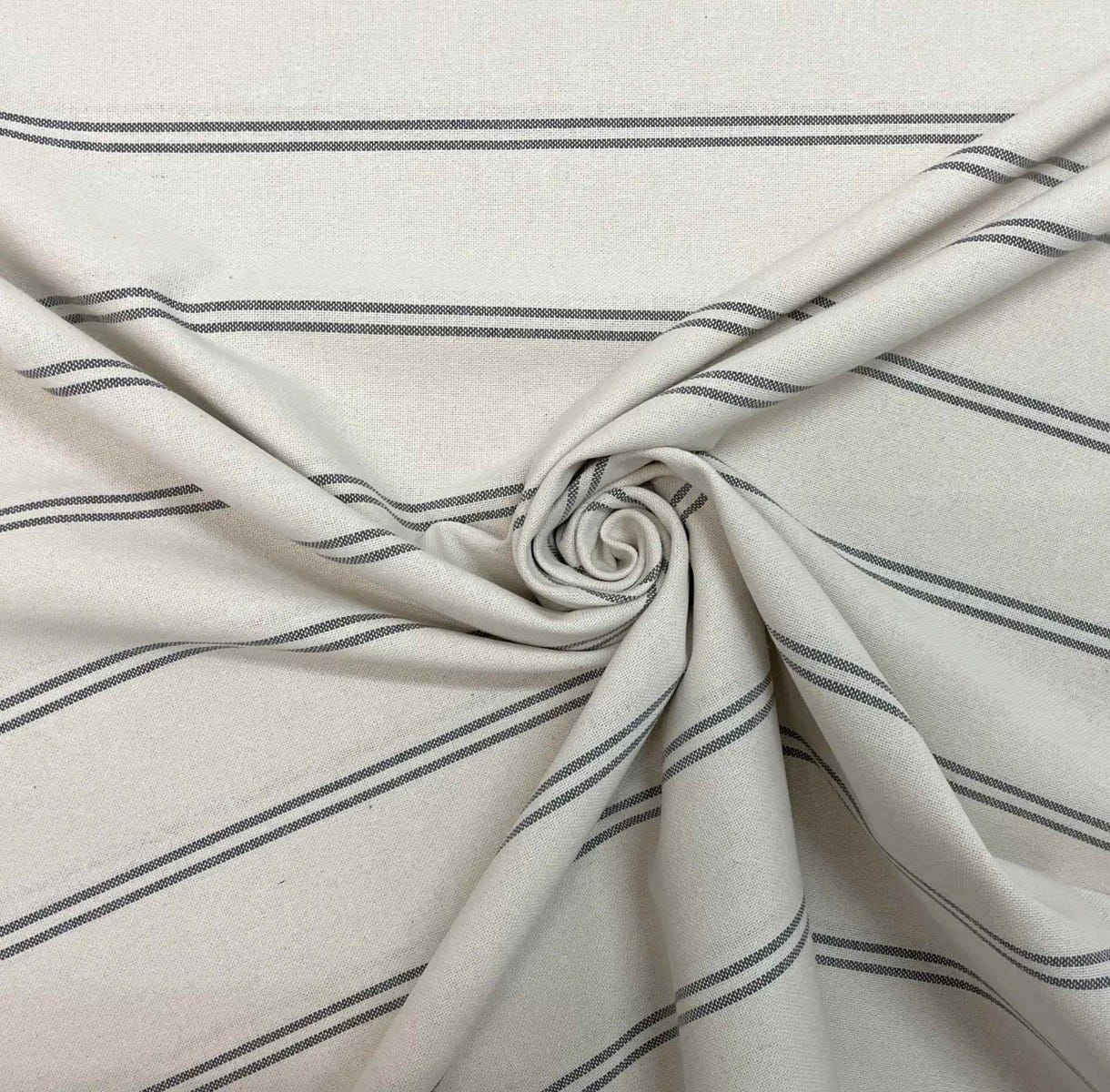 Toulouse Stripe Grey Double Width Fabric - Image 3