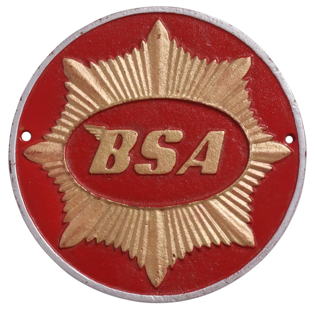 BSA Red Motorcycle Cast Iron Wall Sign - Image 3