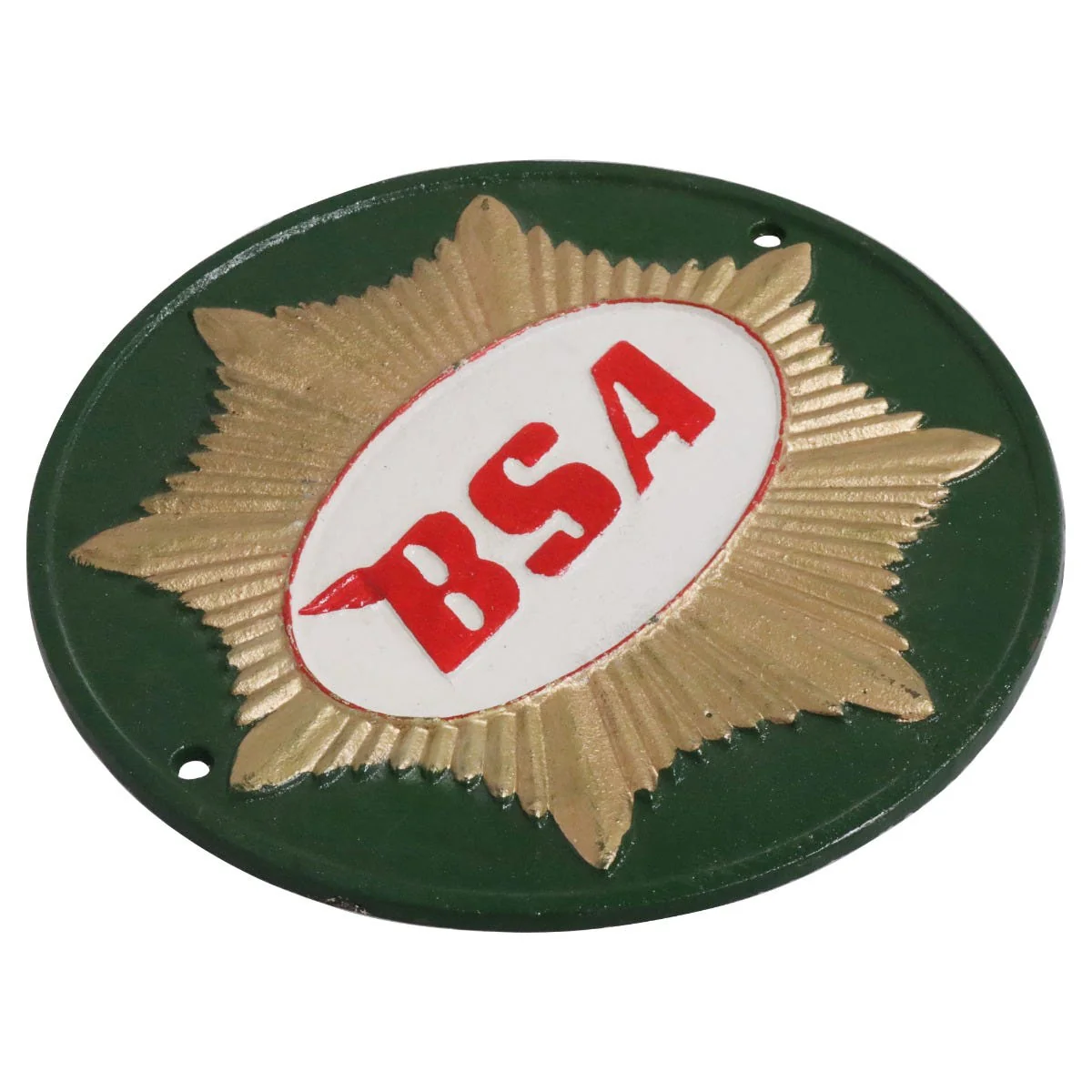 BSA Green Motorcycle Cast Iron Wall Sign - Image 2