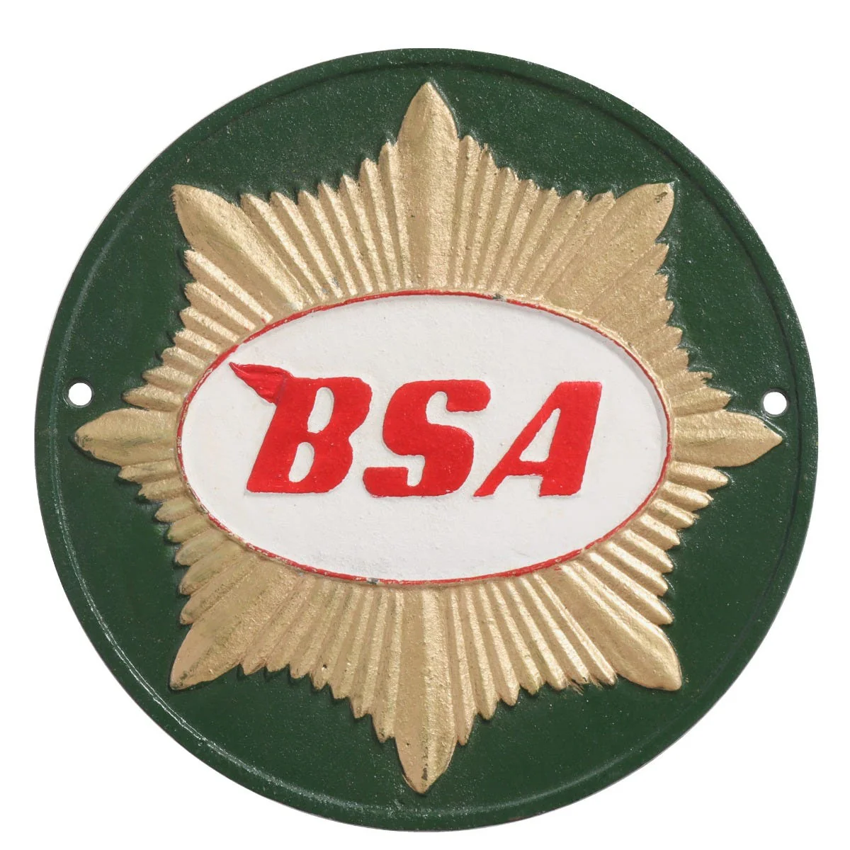BSA Green Motorcycle Cast Iron Wall Sign - Image 3