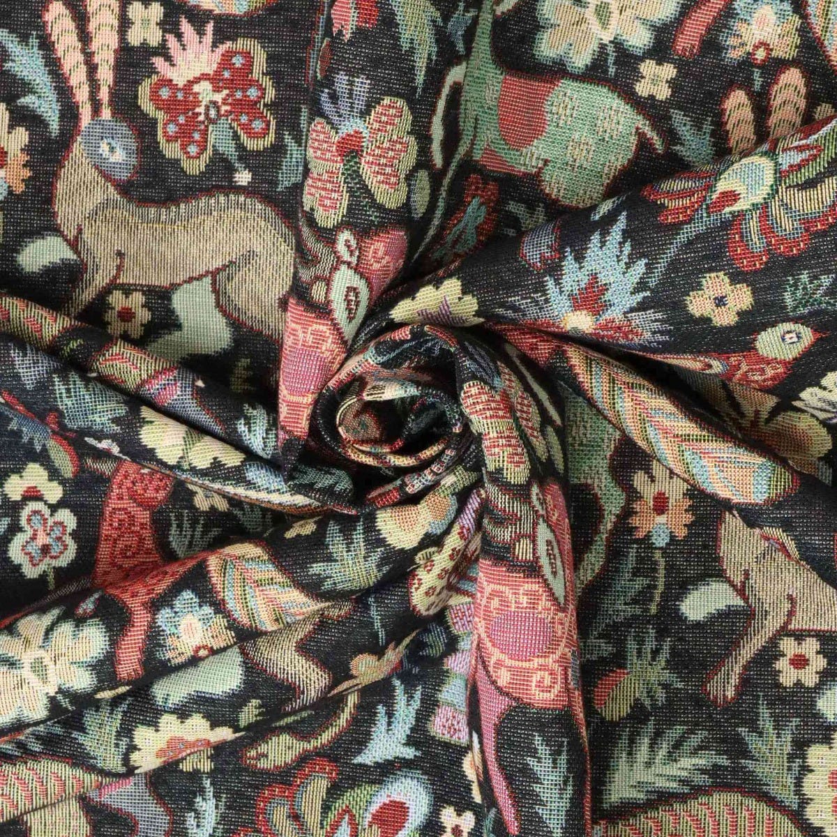 Tudor Forest Tapestry Black Fabric - Image 3