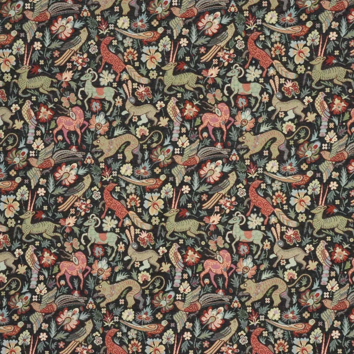 Tudor Forest Tapestry Black Fabric - Image 8