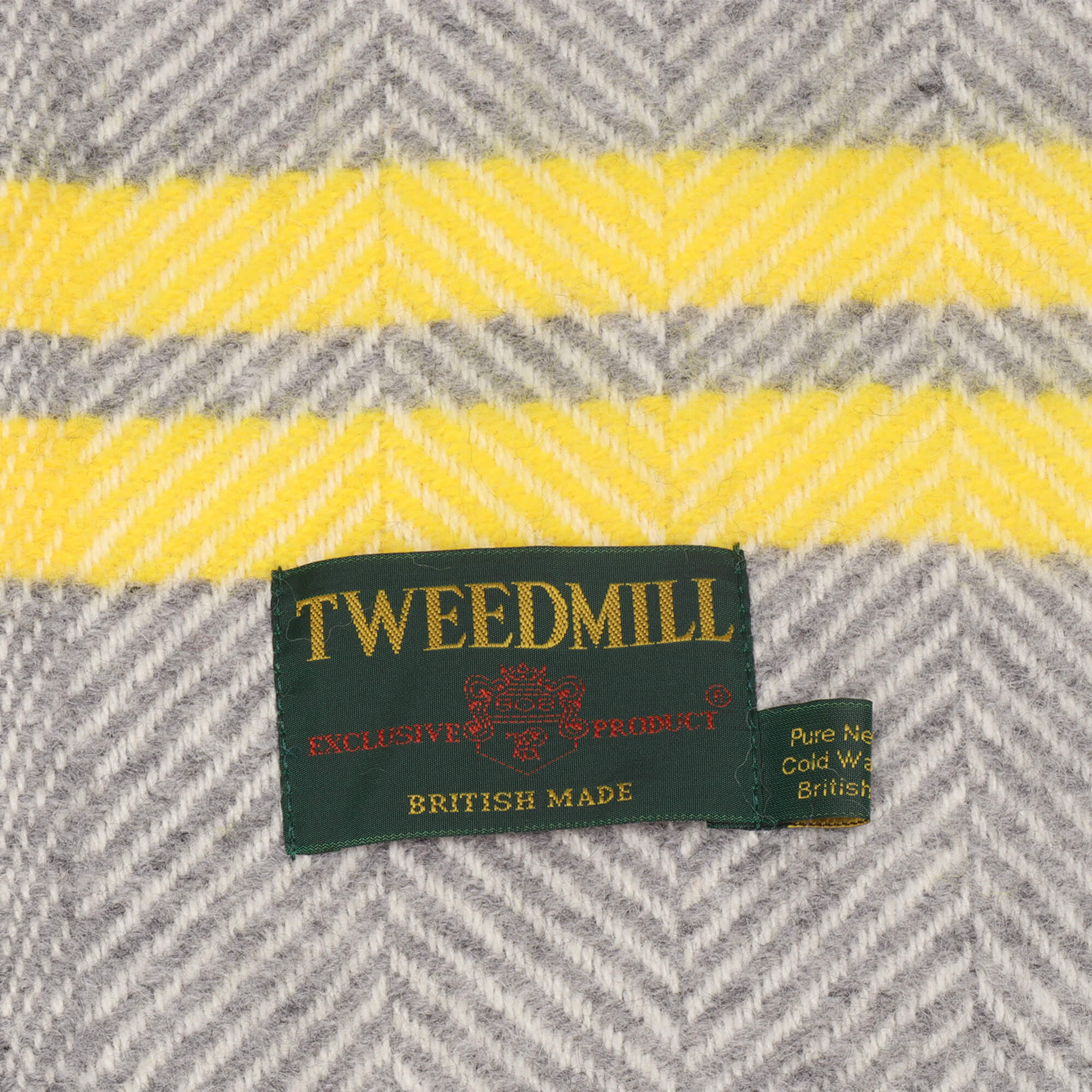 Tweedmill Fishbone Double Stripe Throw Grey & Yellow - Image 4