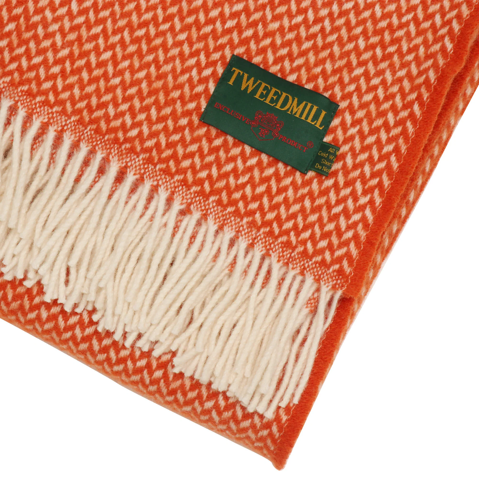 Tweedmill Geometric Wool Throw Burnt Orange - Image 3