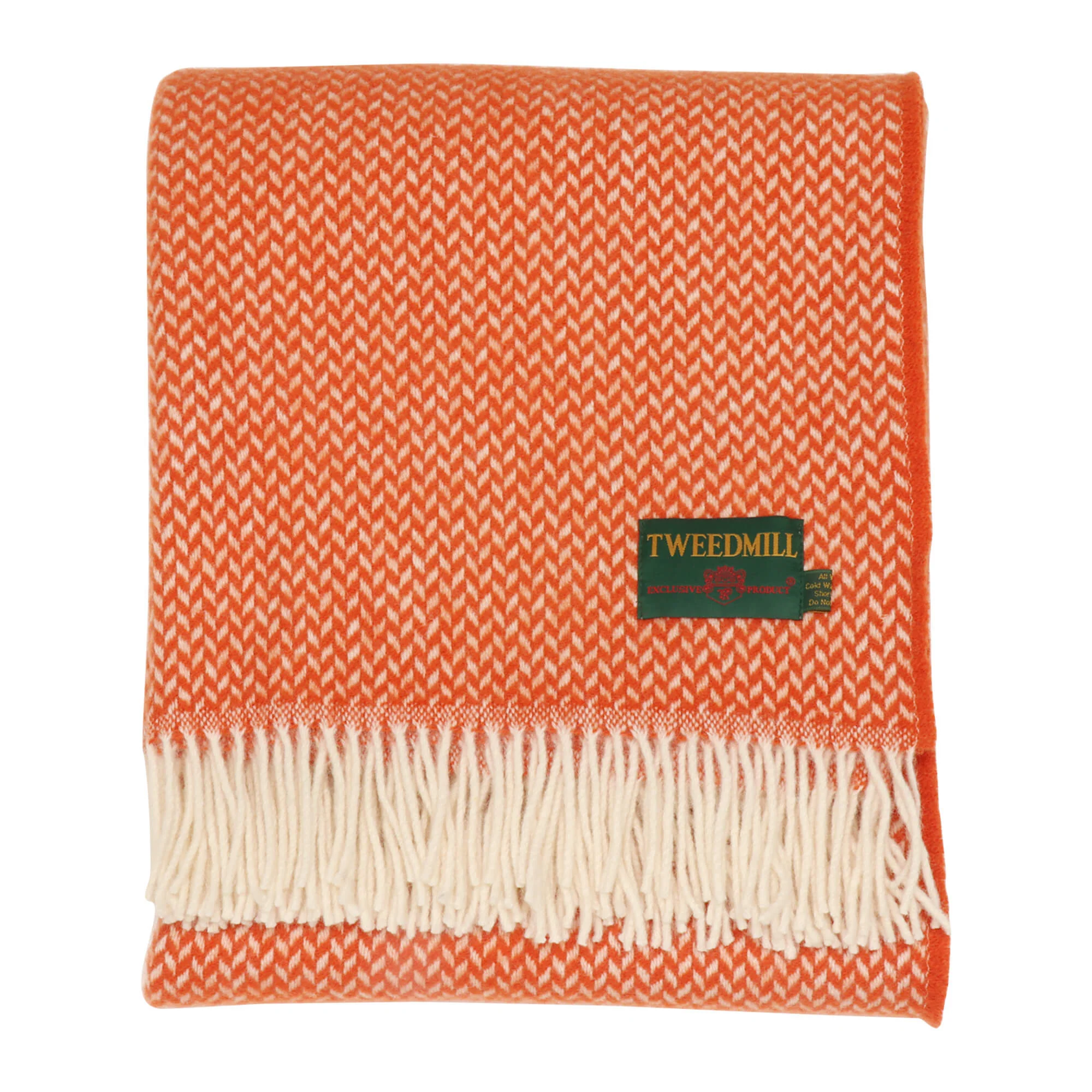 Tweedmill Geometric Wool Throw Burnt Orange - Image 4