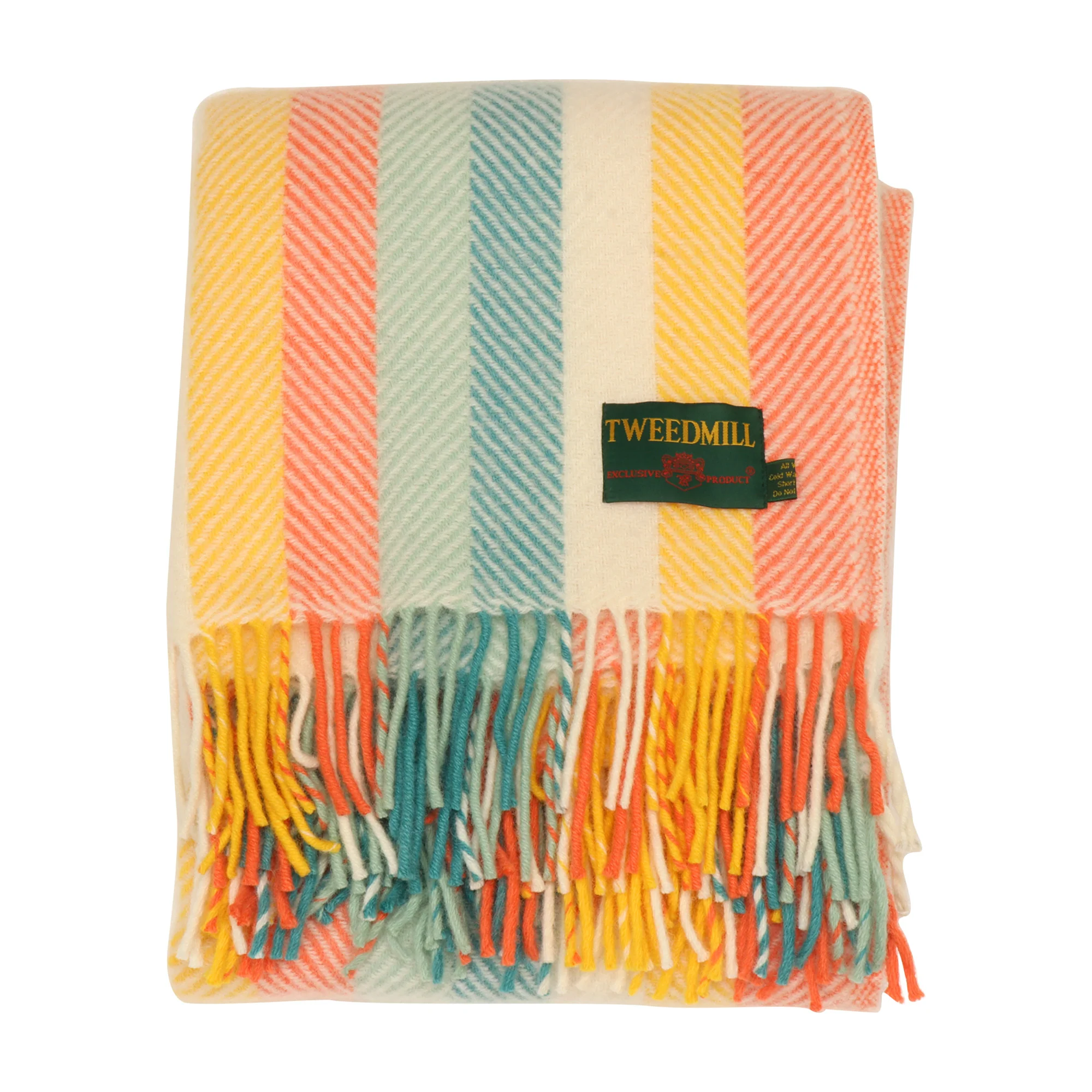 Tweedmill Herringbone Wool Throw Autumn Stripe - Image 3