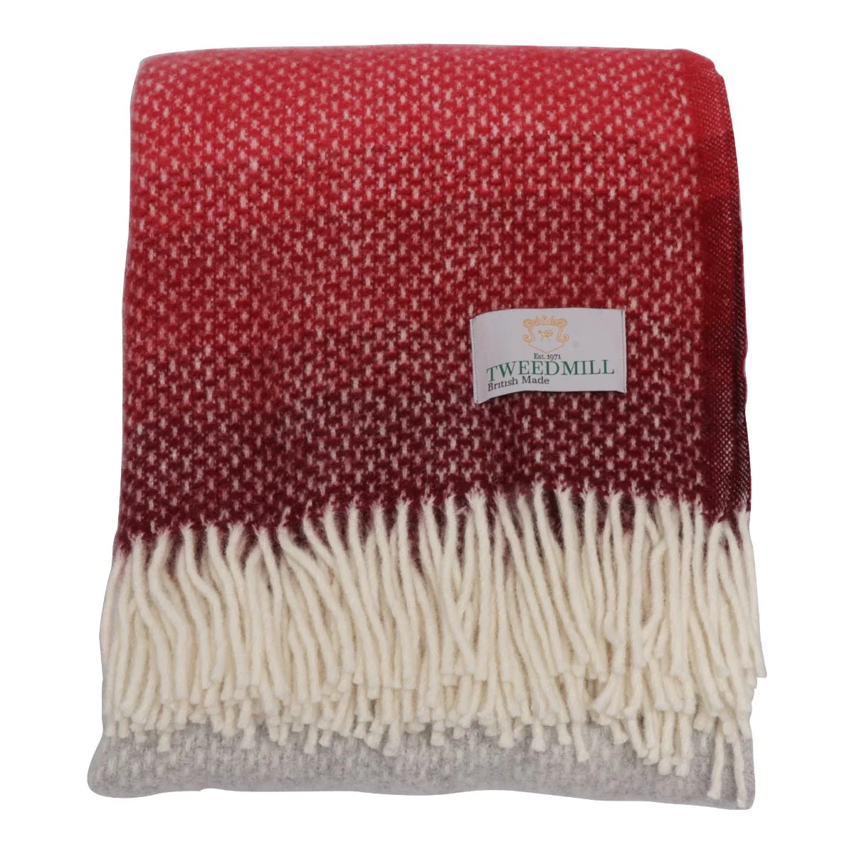 Tweedmill Ombre Wool Throw Raspberry/Grey - Image 3